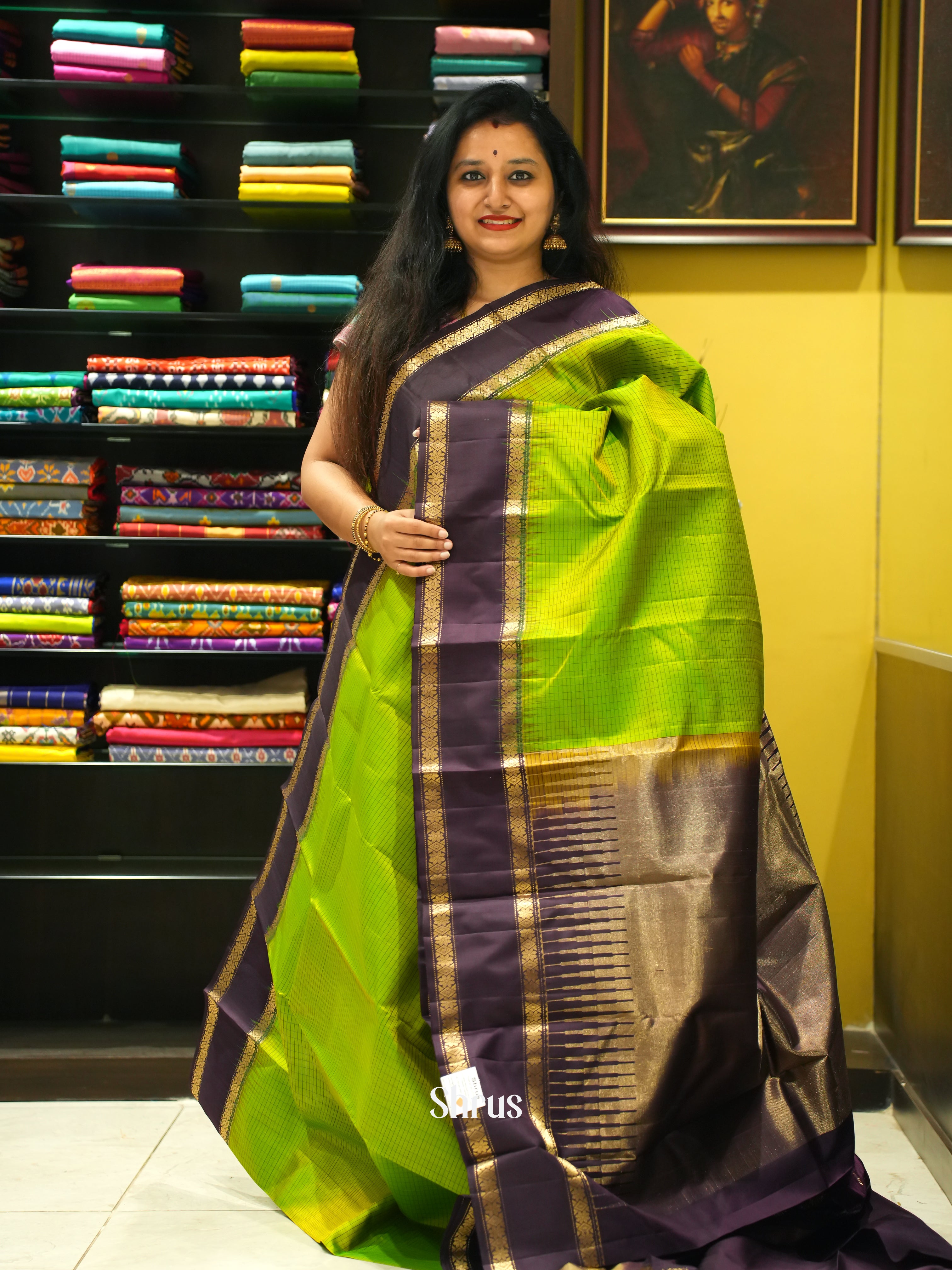 Green & Brown - Soft Silk Saree