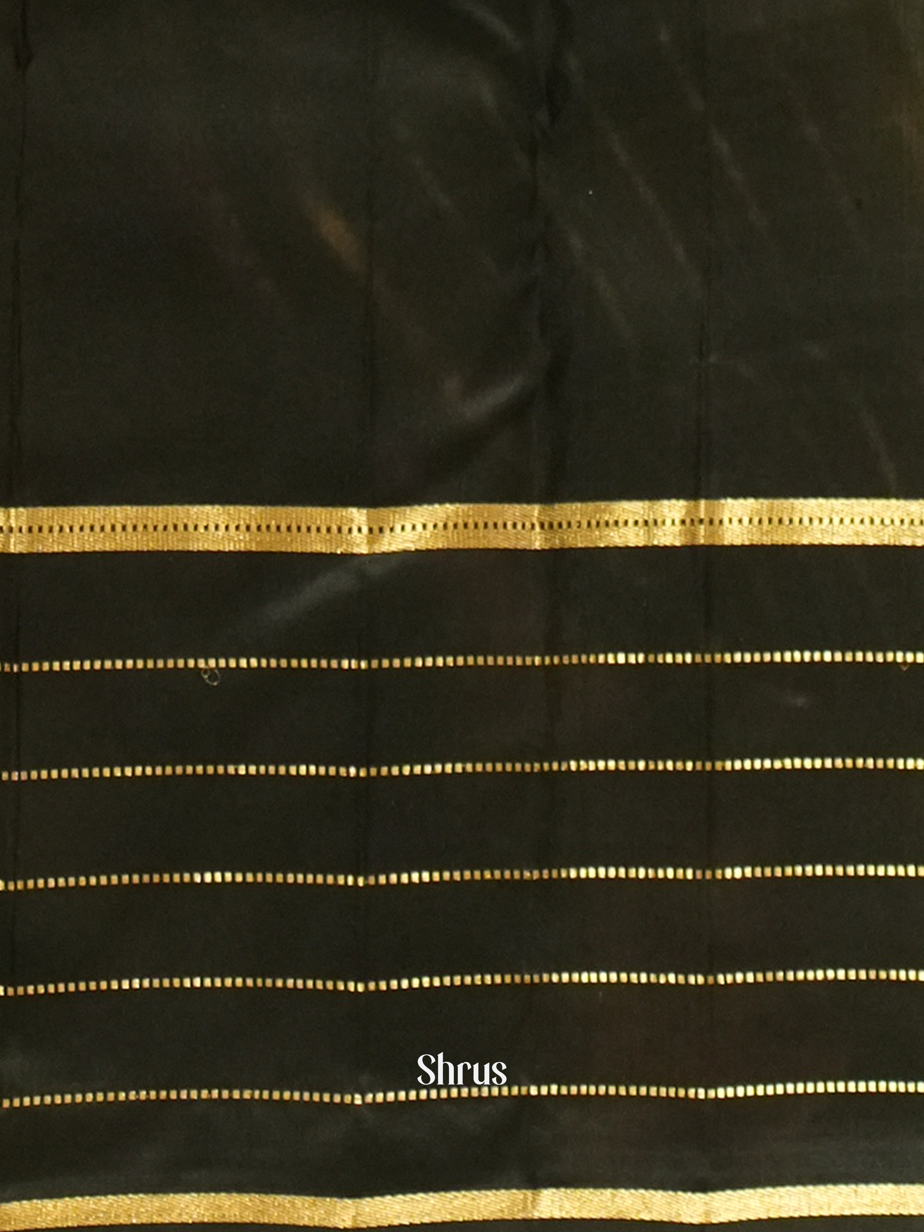 Cream & Black - Soft Silk Saree