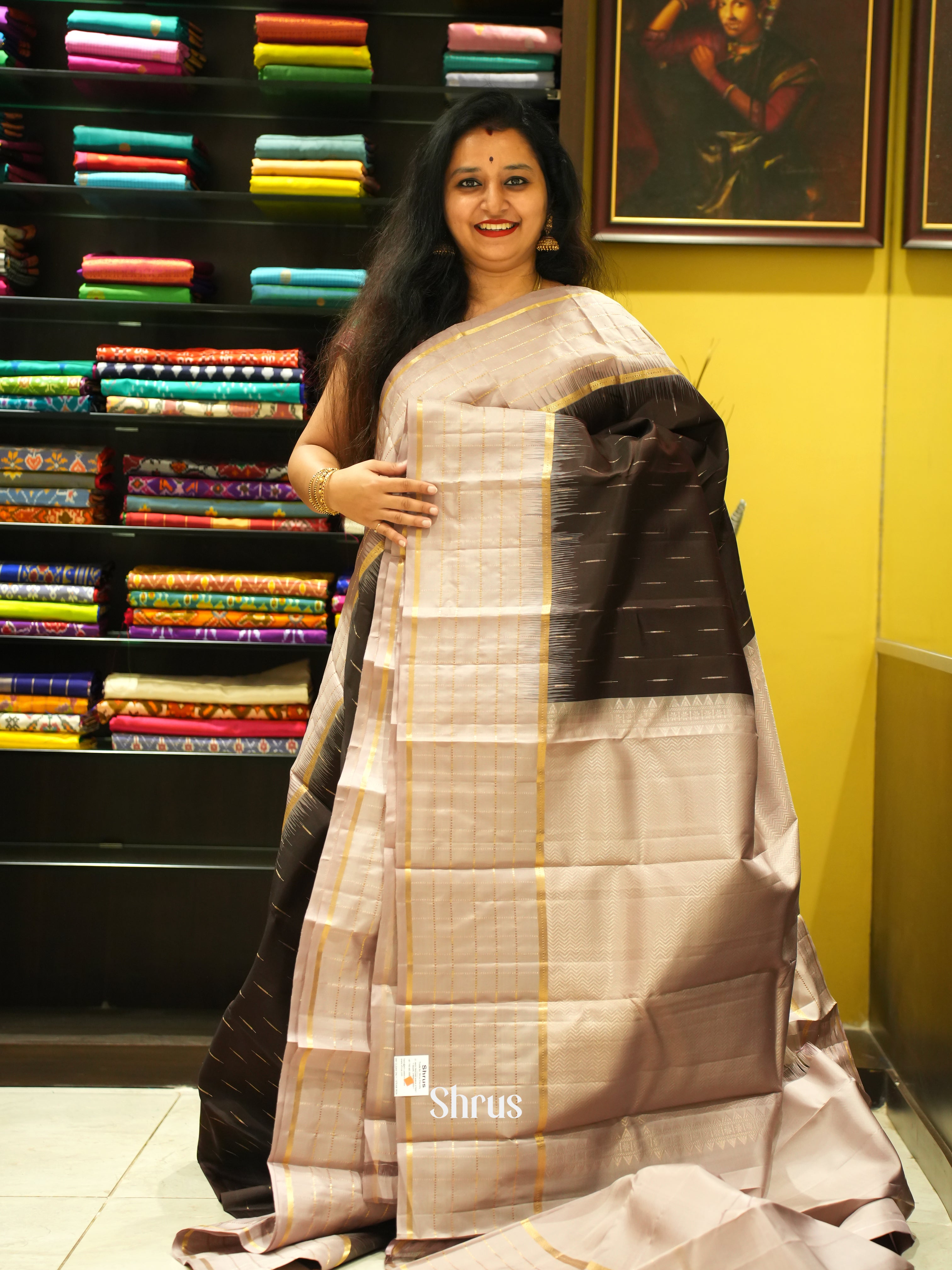 Black & Dusty Pink - Soft Silk Saree