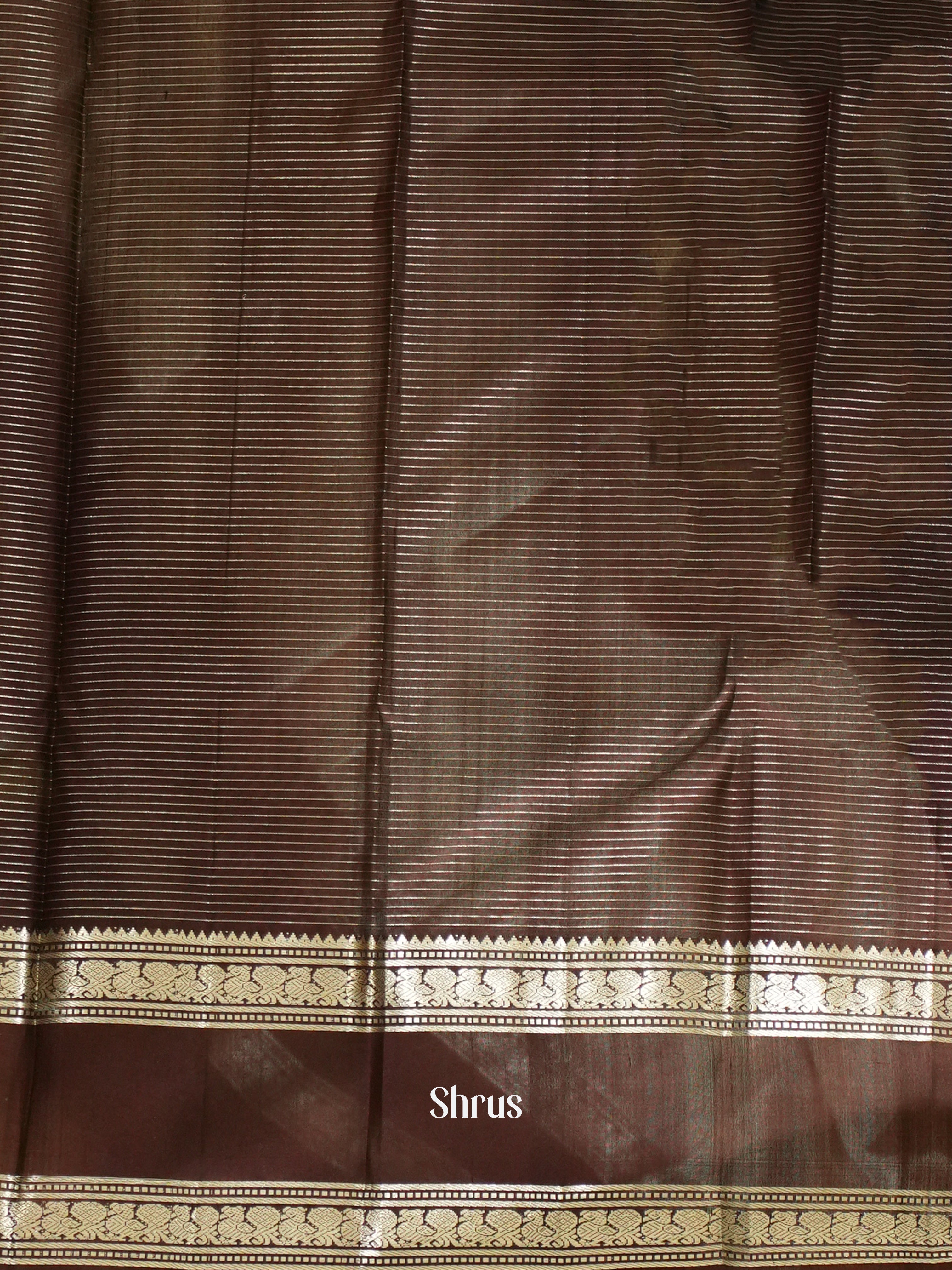 Cream & Brown - Soft Silk Saree