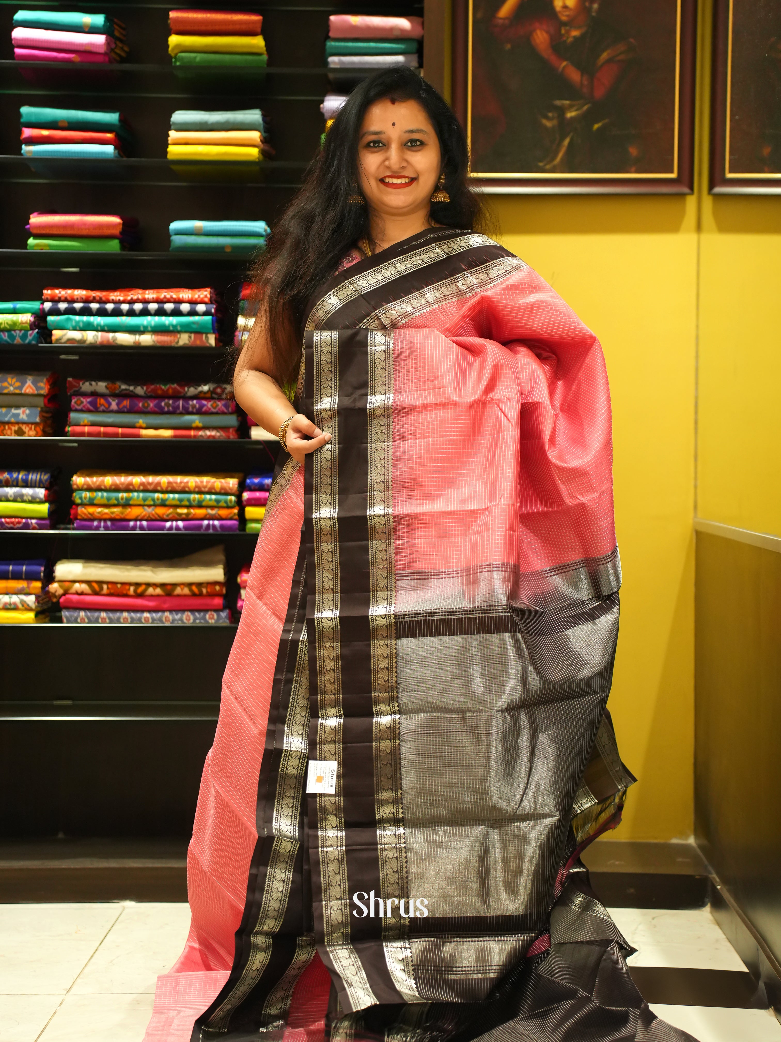 Pink & Brown - Soft Silk Saree