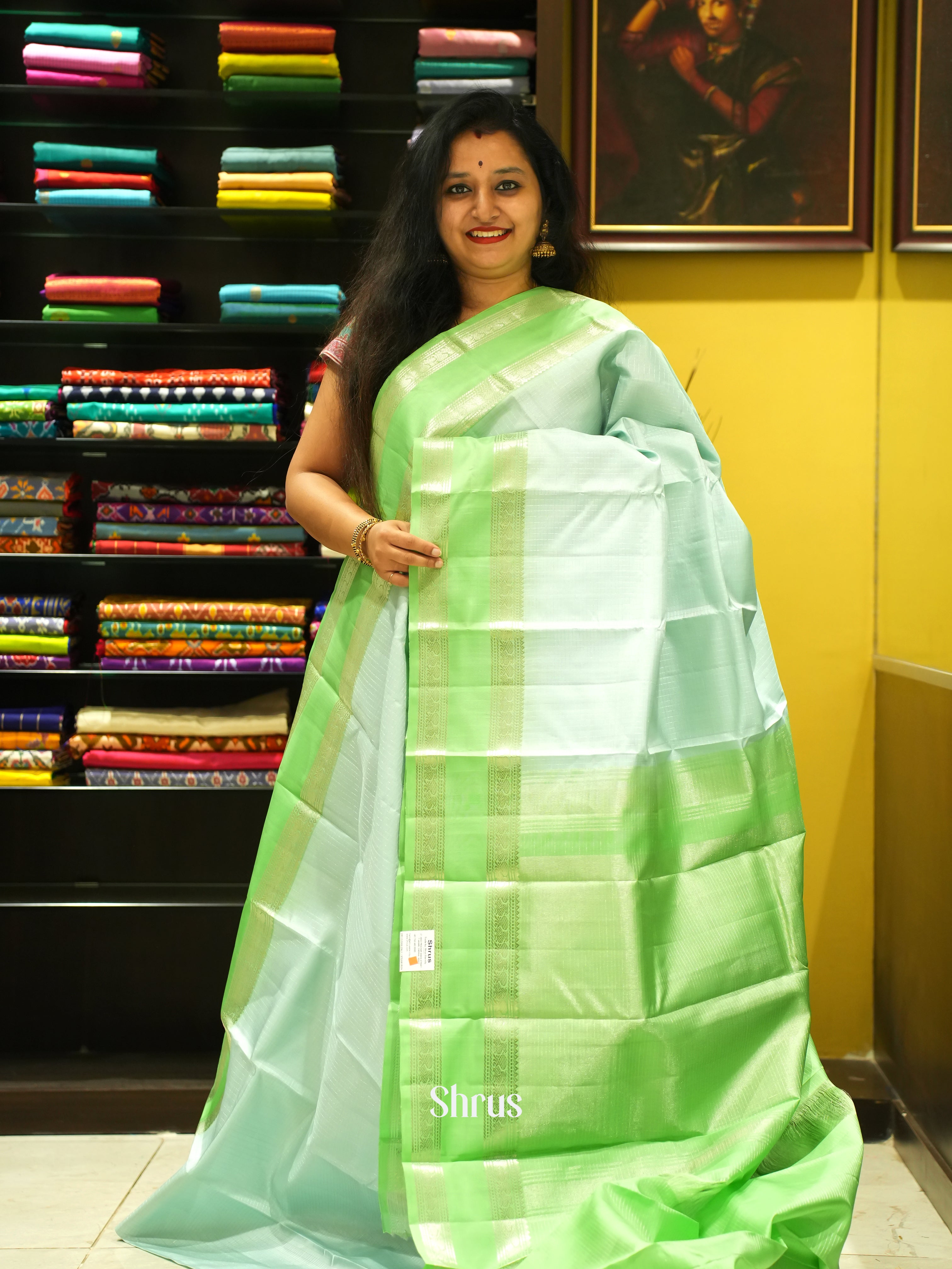 Ice Green & Pista Green  - Soft Silk Saree