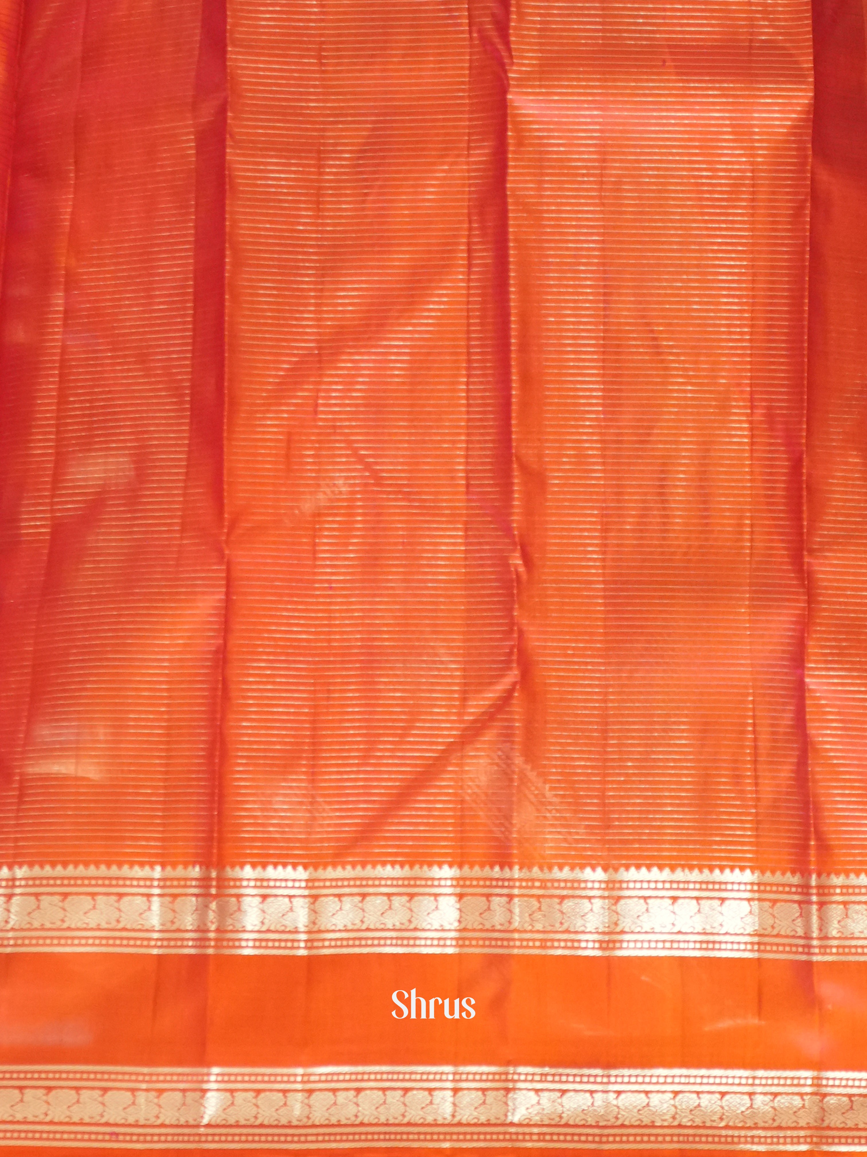 Blue & Orange - Soft Silk Saree