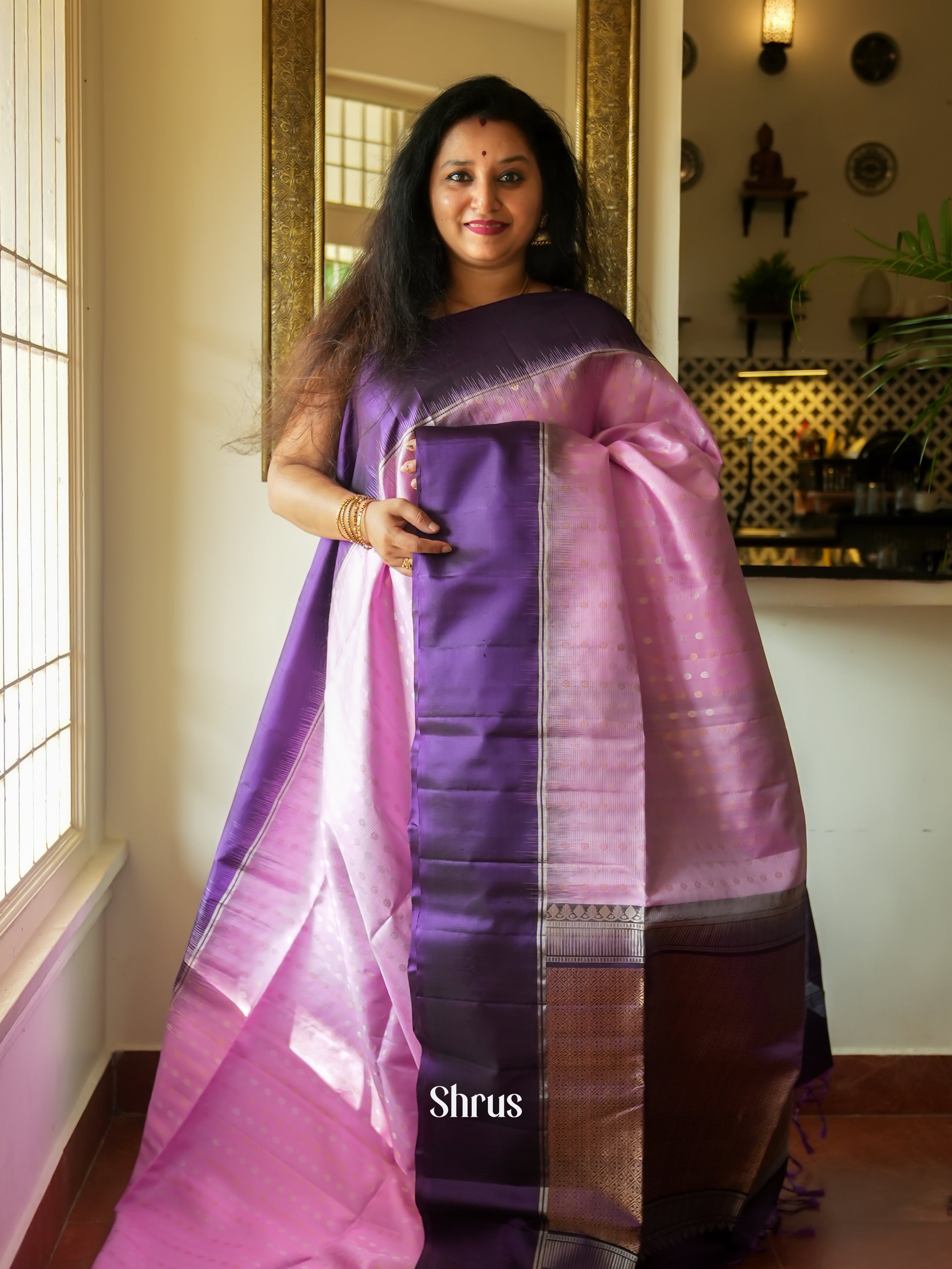 Pink & Violet - Soft Silk Saree