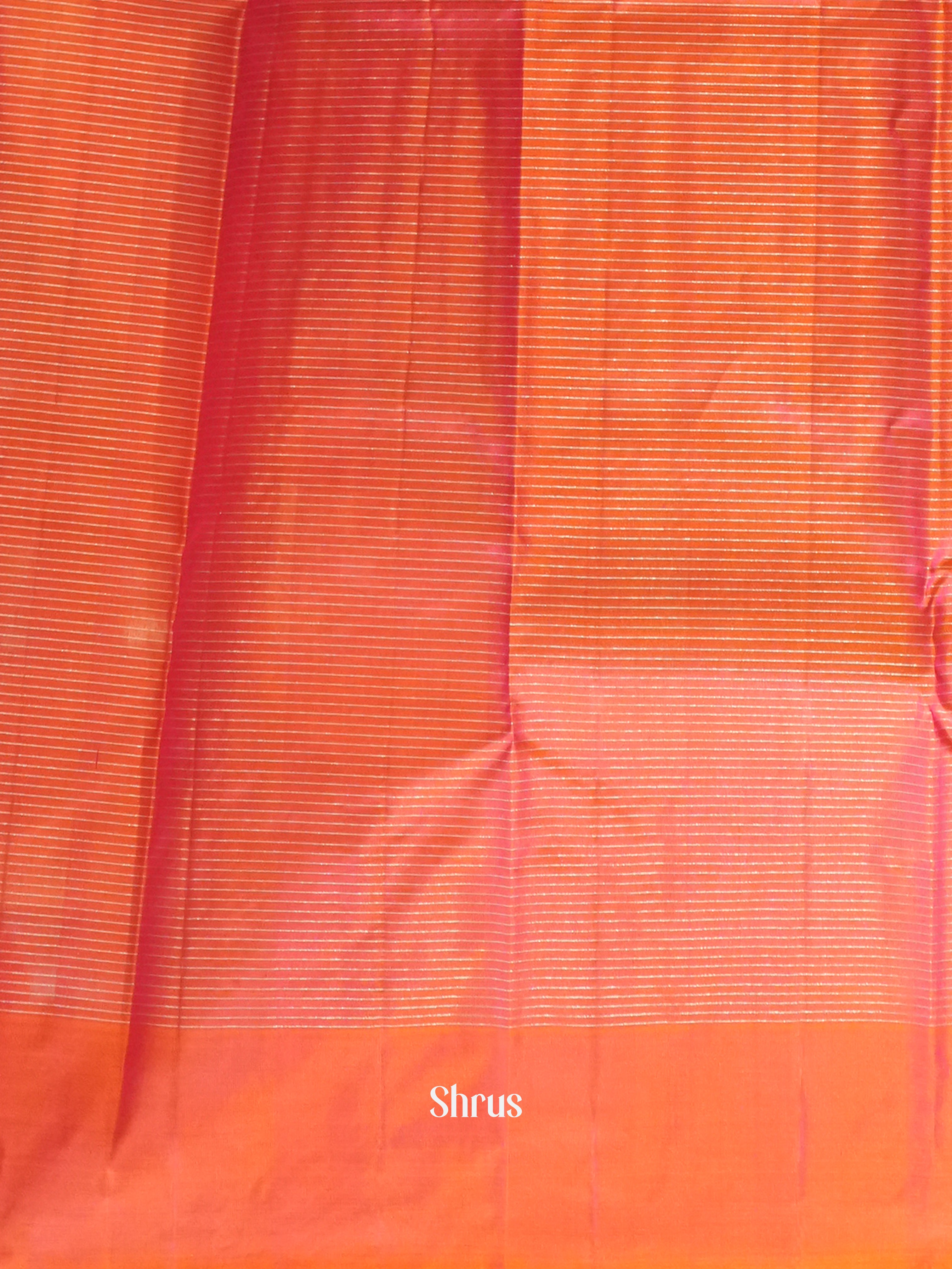 Green & Orangish Pink - Soft Silk Saree