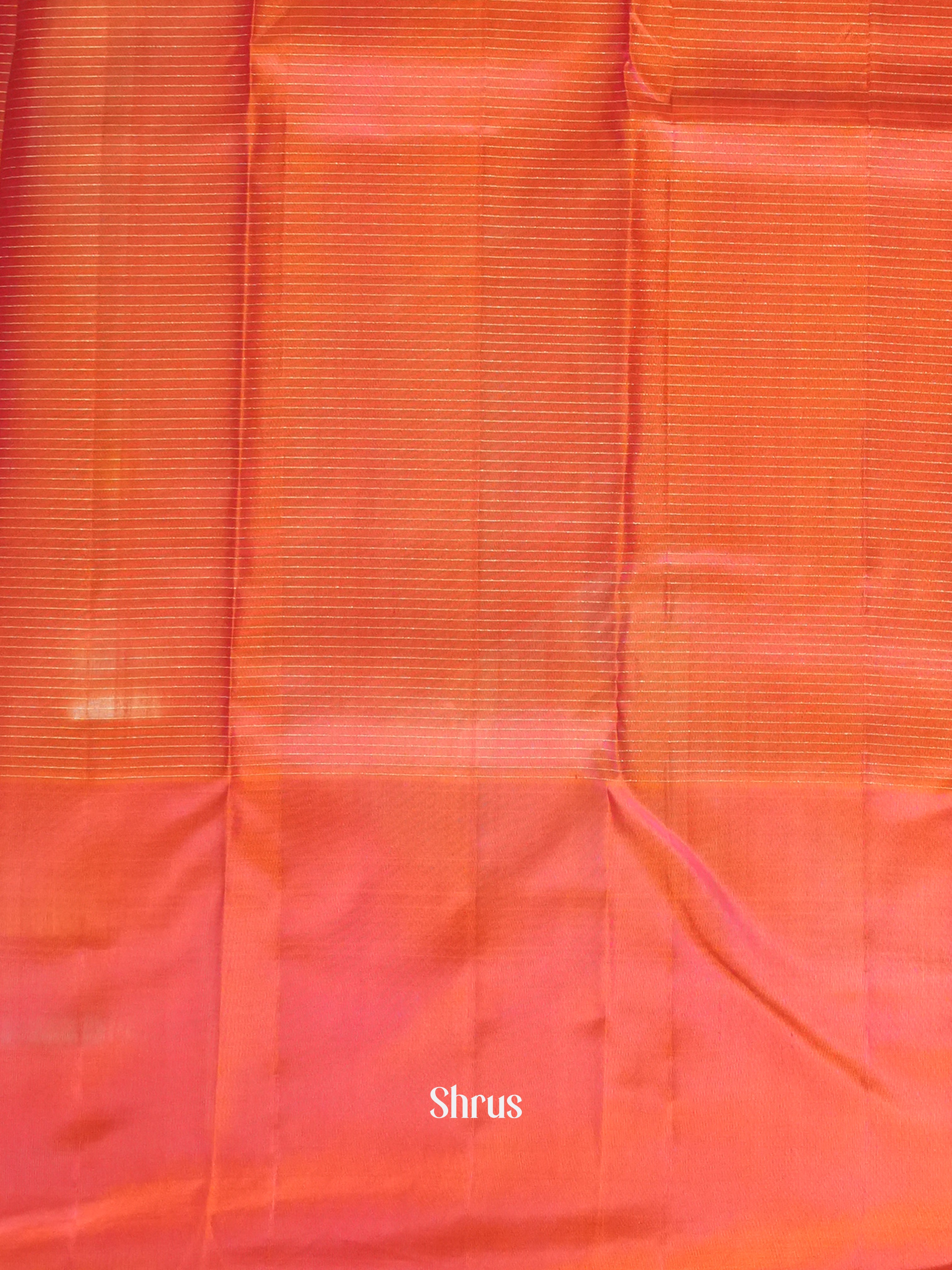 Green & Orangish Pink - Soft Silk Saree