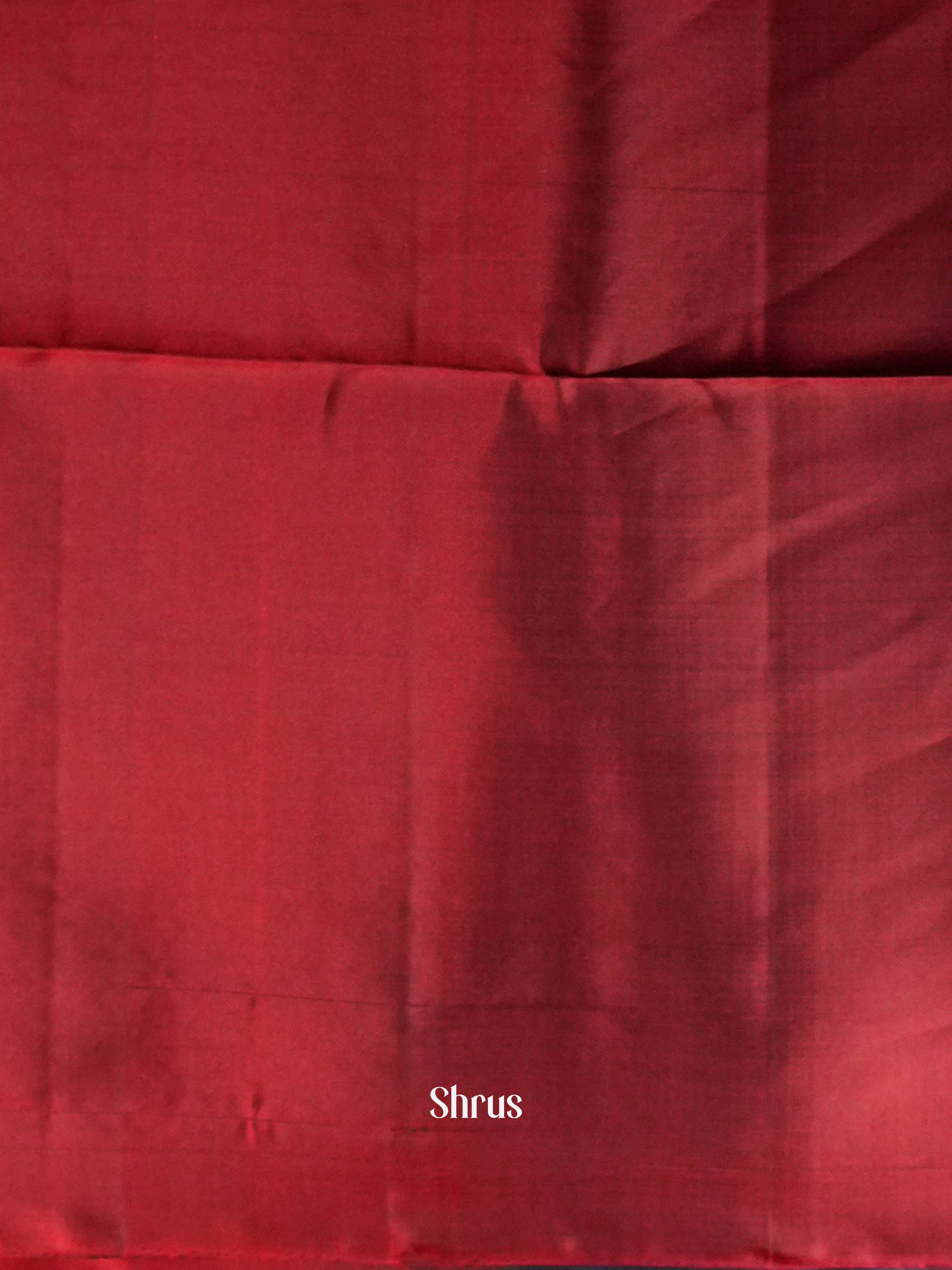 Dark Red & Blue  - Softsilk-halfpure Saree