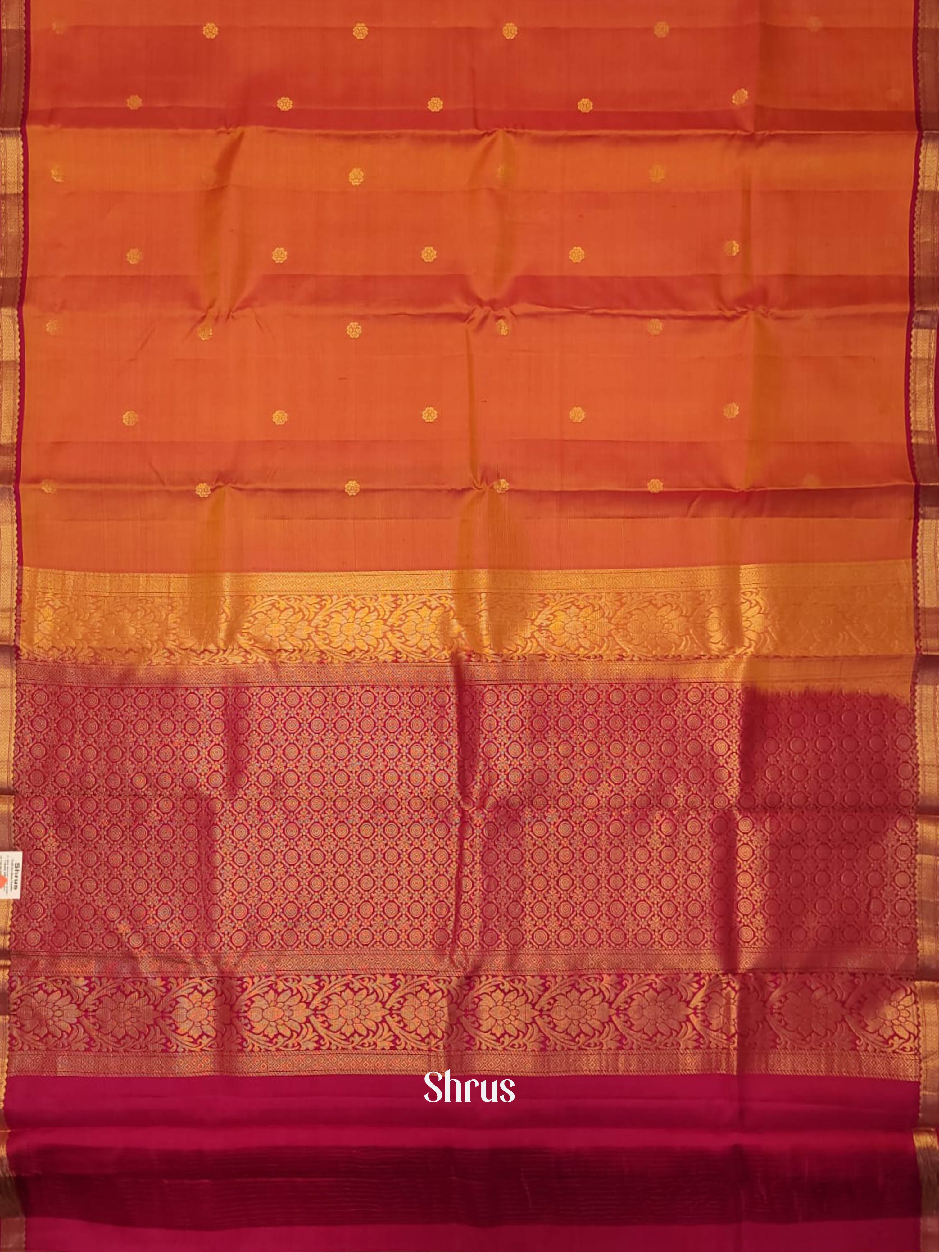 Orange & Pink - Kanchipuram silk saree