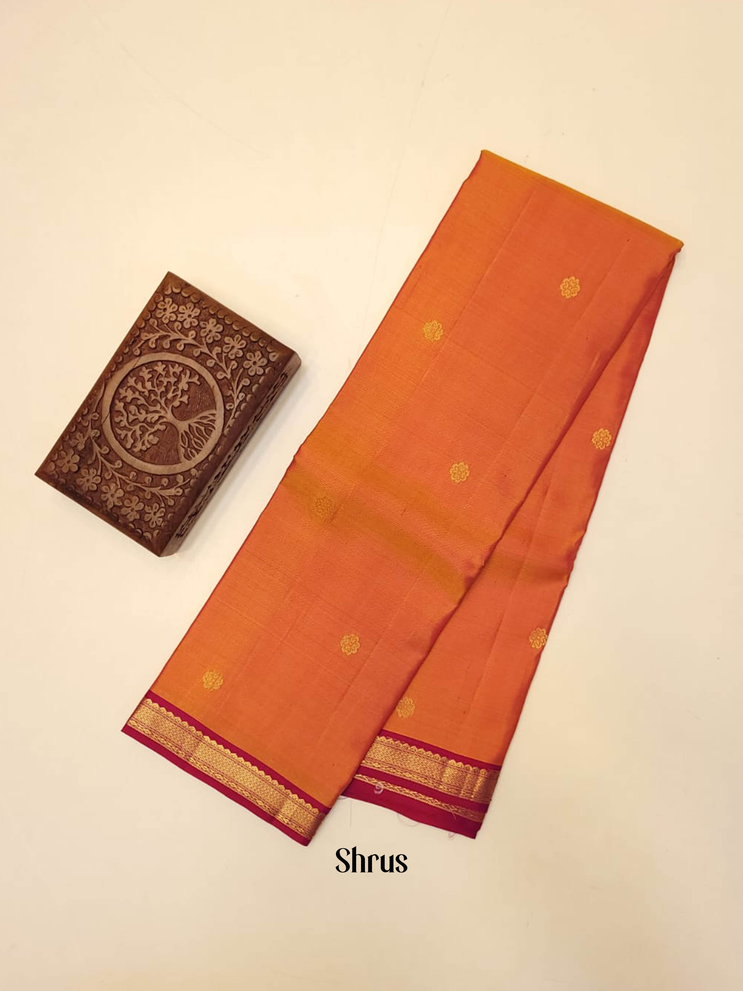 Orange & Pink - Kanchipuram silk saree