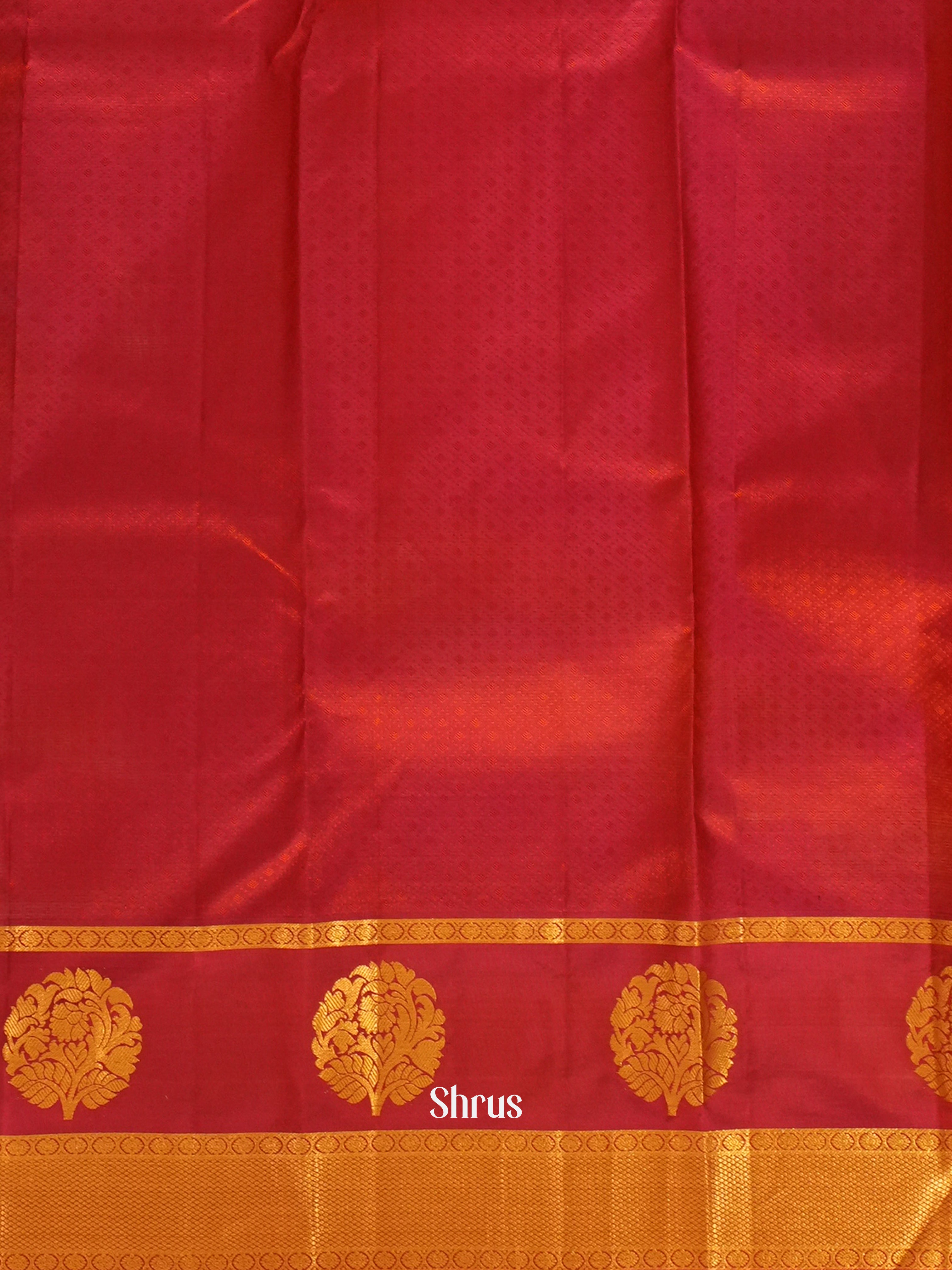 Orange & Red - Kanchipuram silk Saree