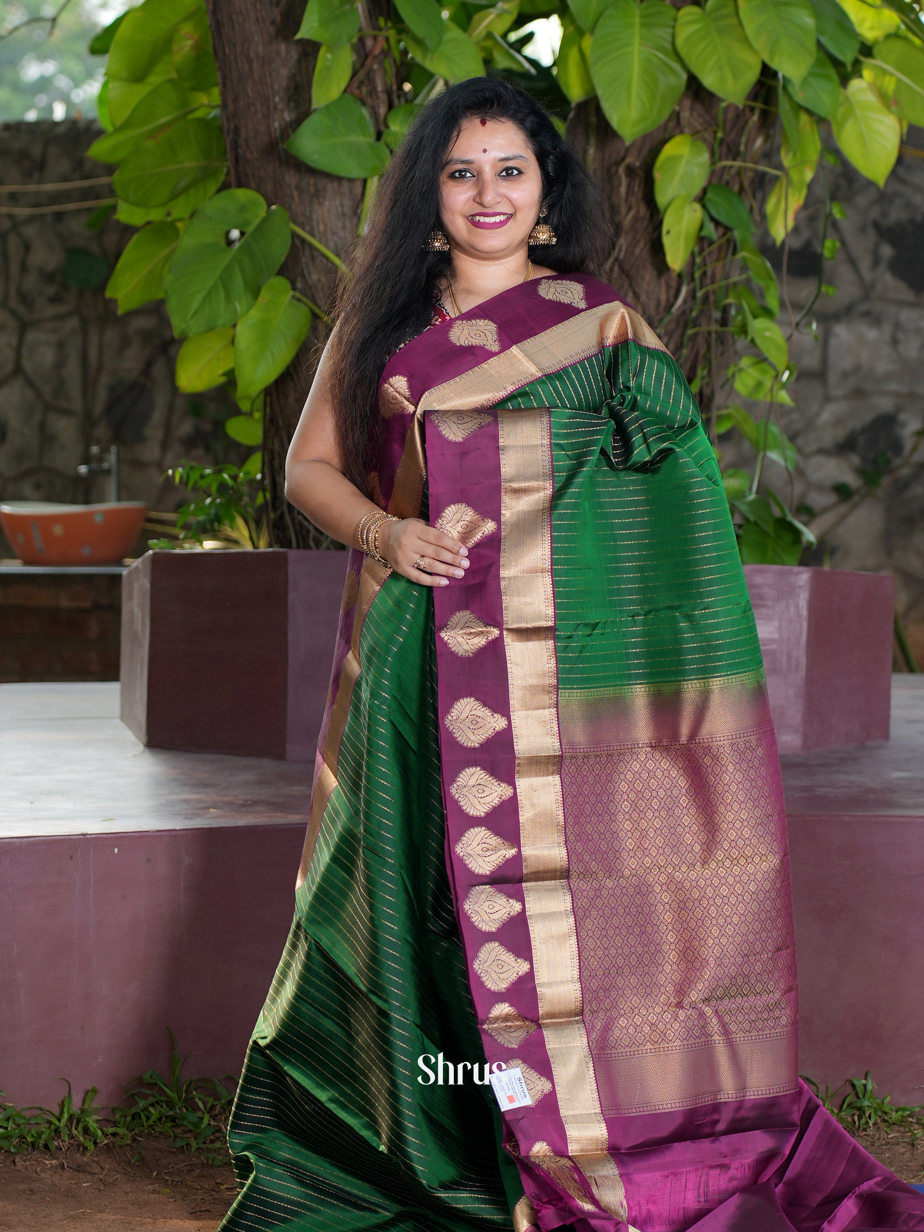 Green & Purple - Kanchipuram silk Saree