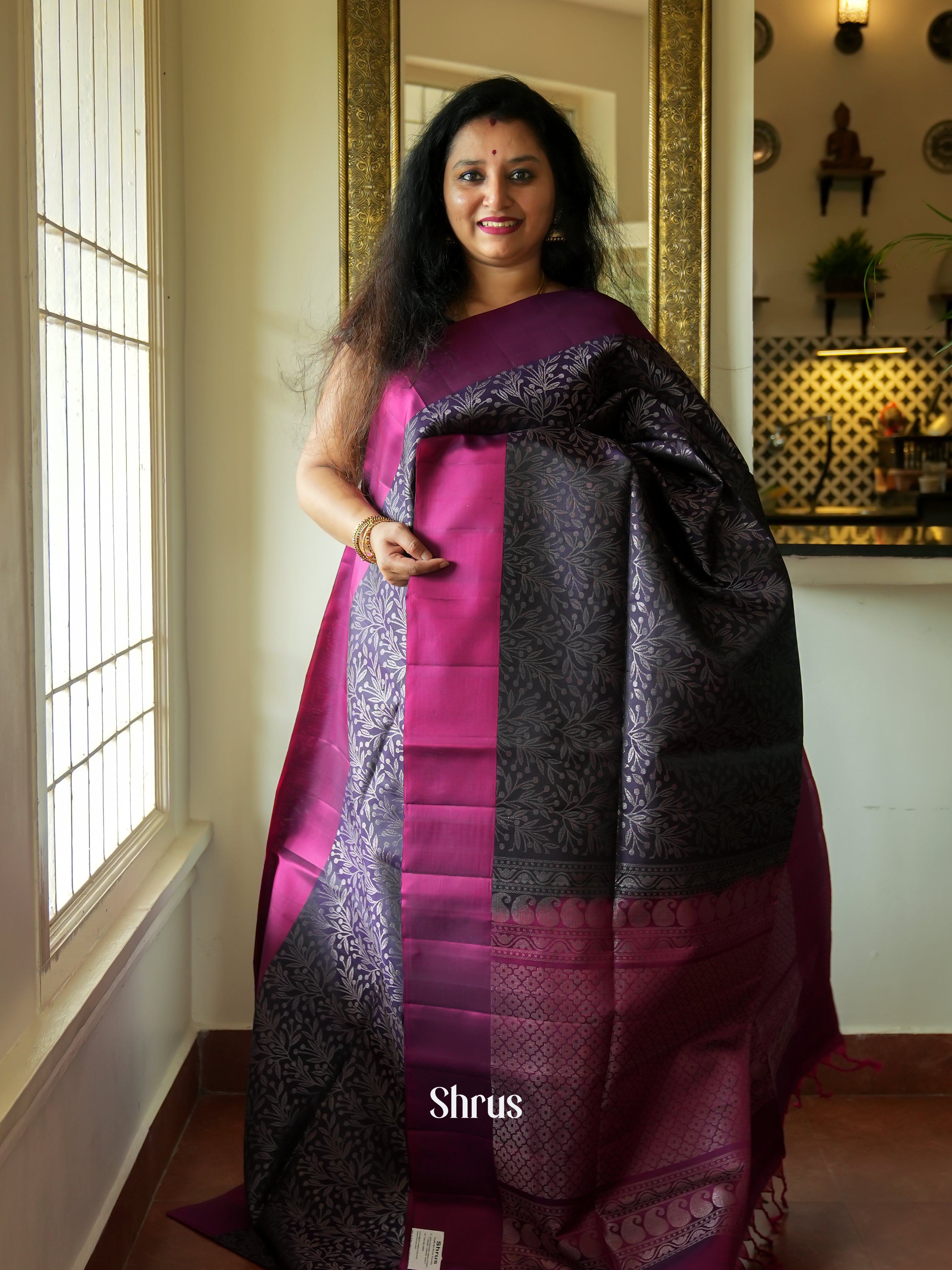 Violet & Purple - Soft Silk Saree