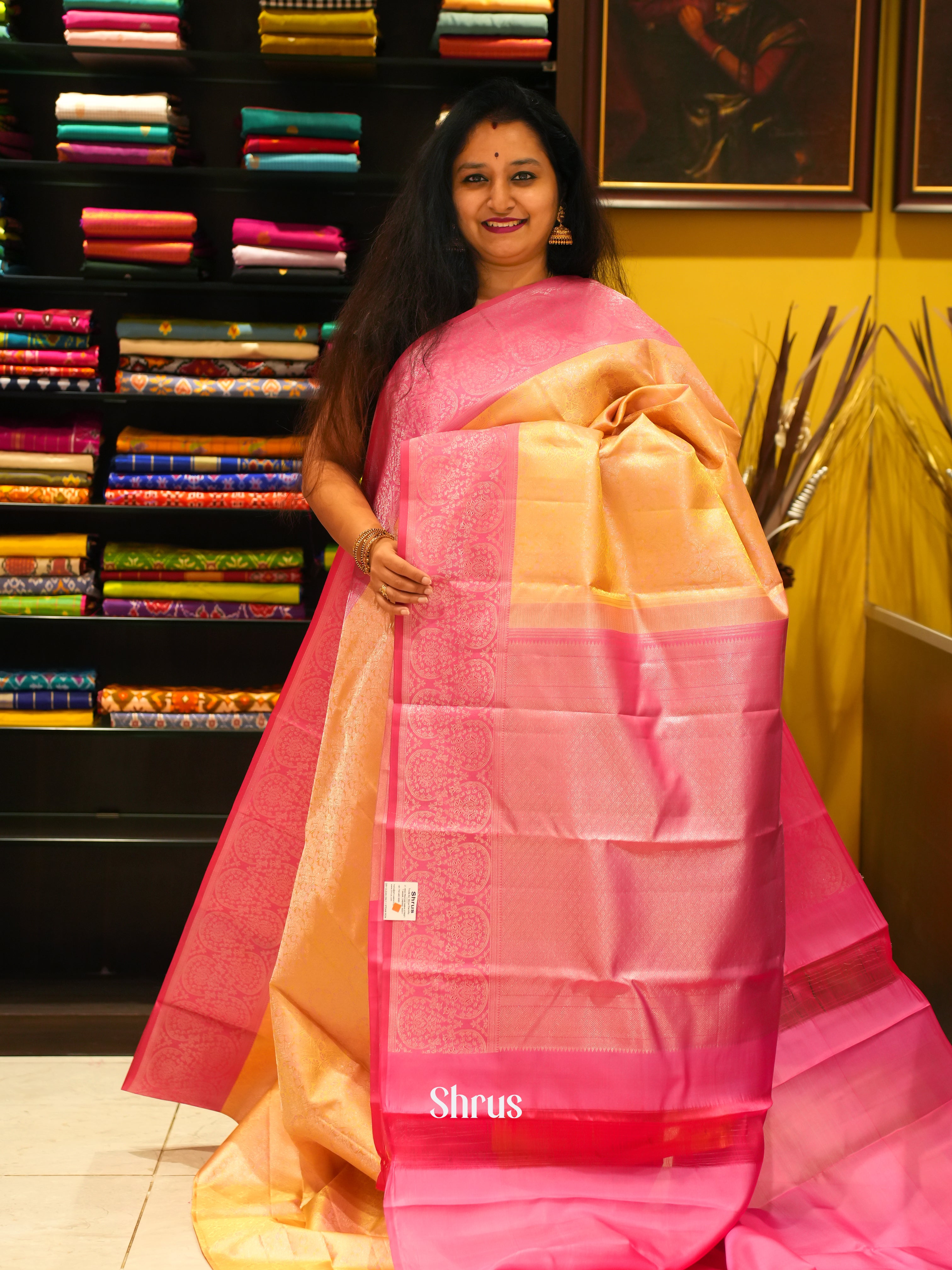 Yellow & Pink - Kanchipuram silk Saree