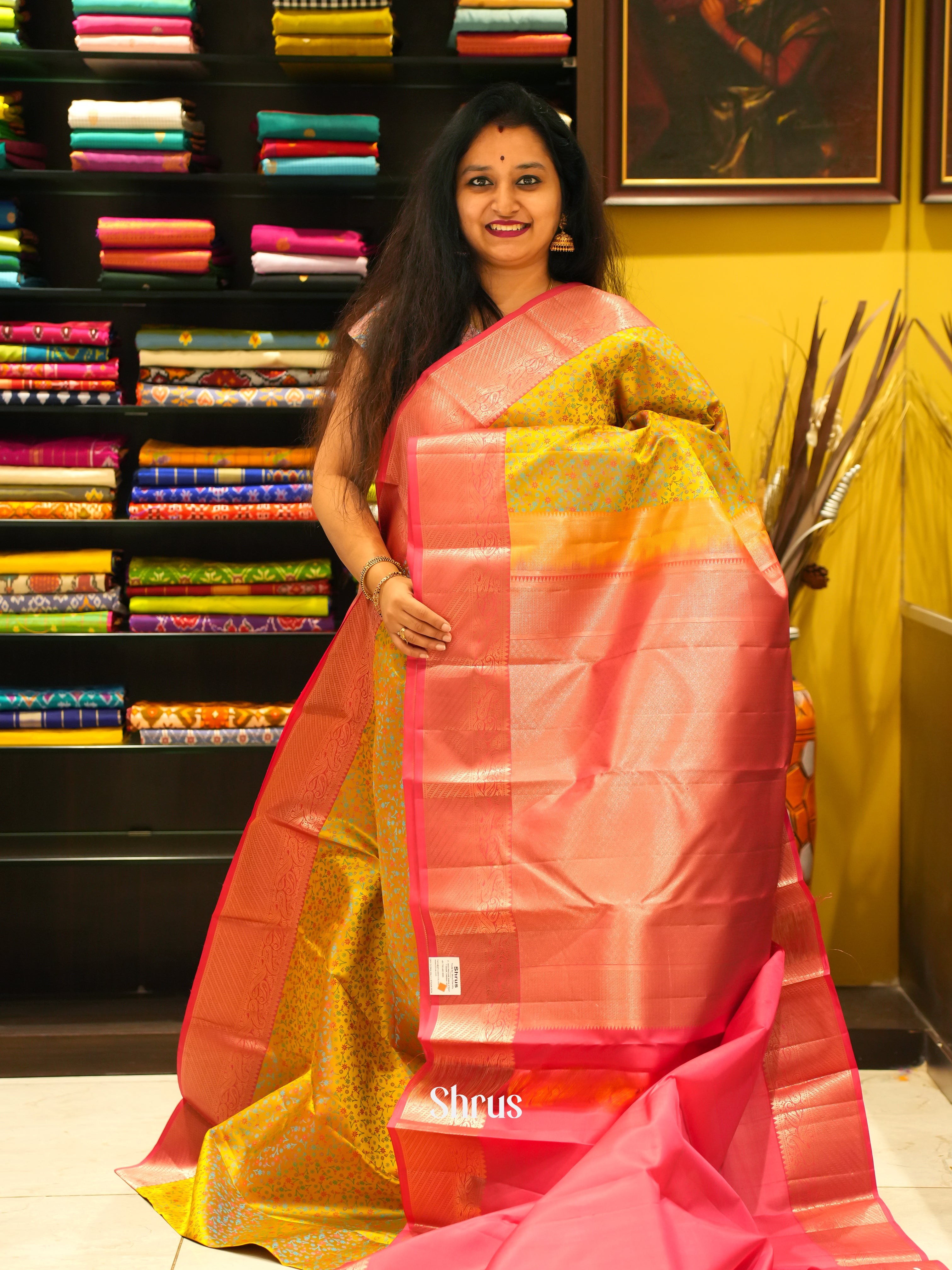 Yellow  & Red - Kanchipuram silk Saree