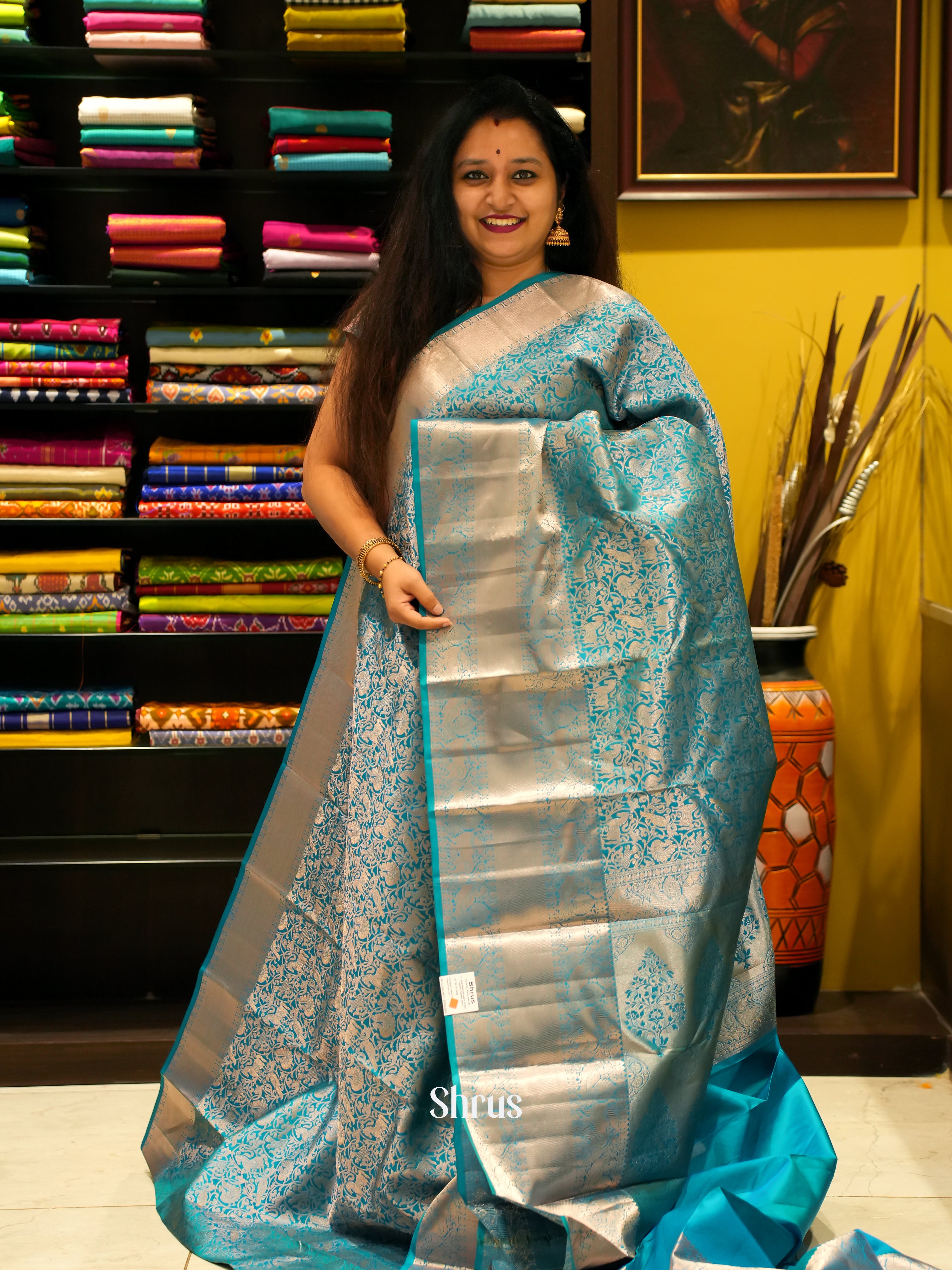 Blue(Single Tone) - Kanchipuram silk Saree