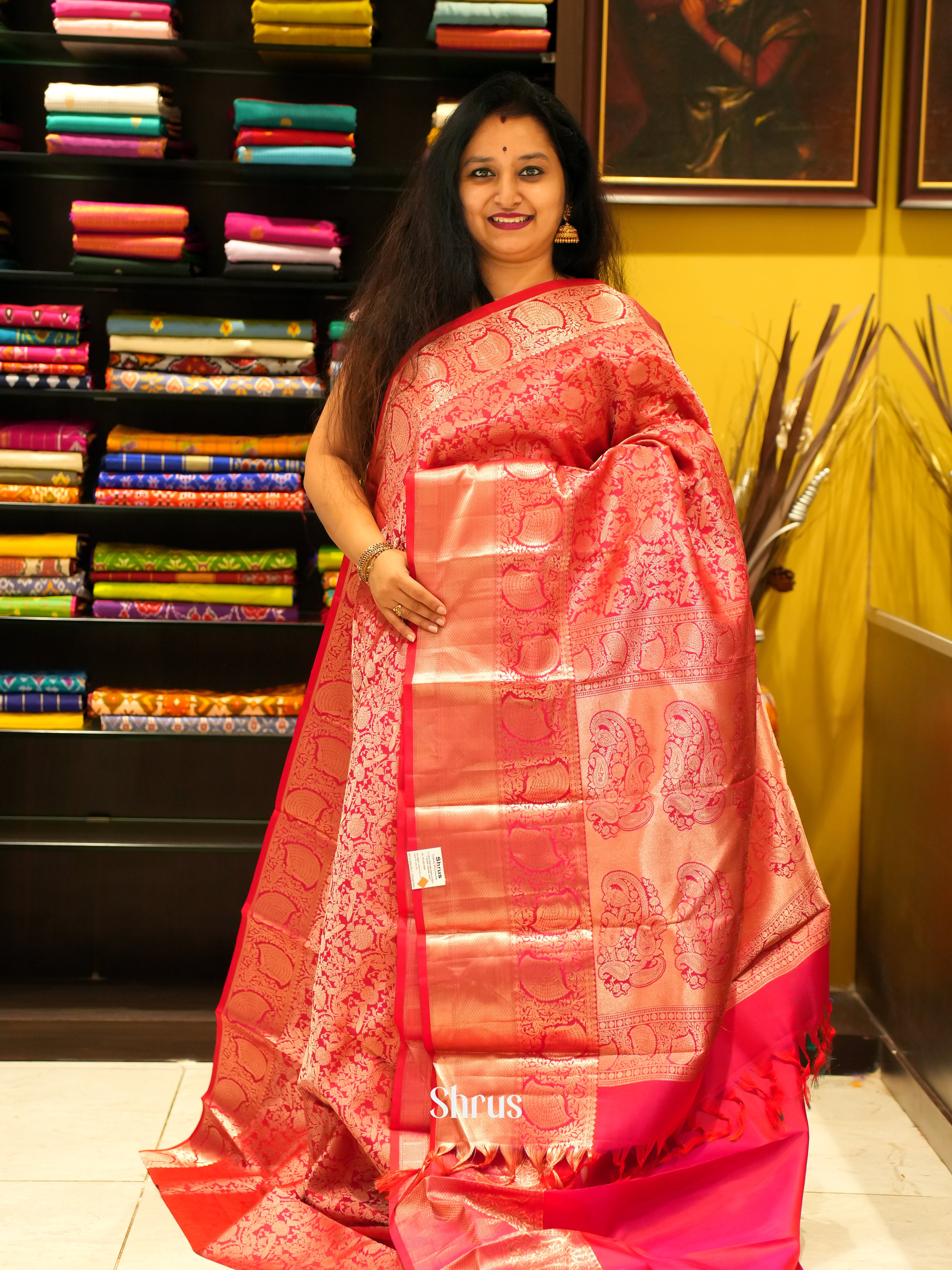 Red(Single Tone) - Kanchipuram silk Saree