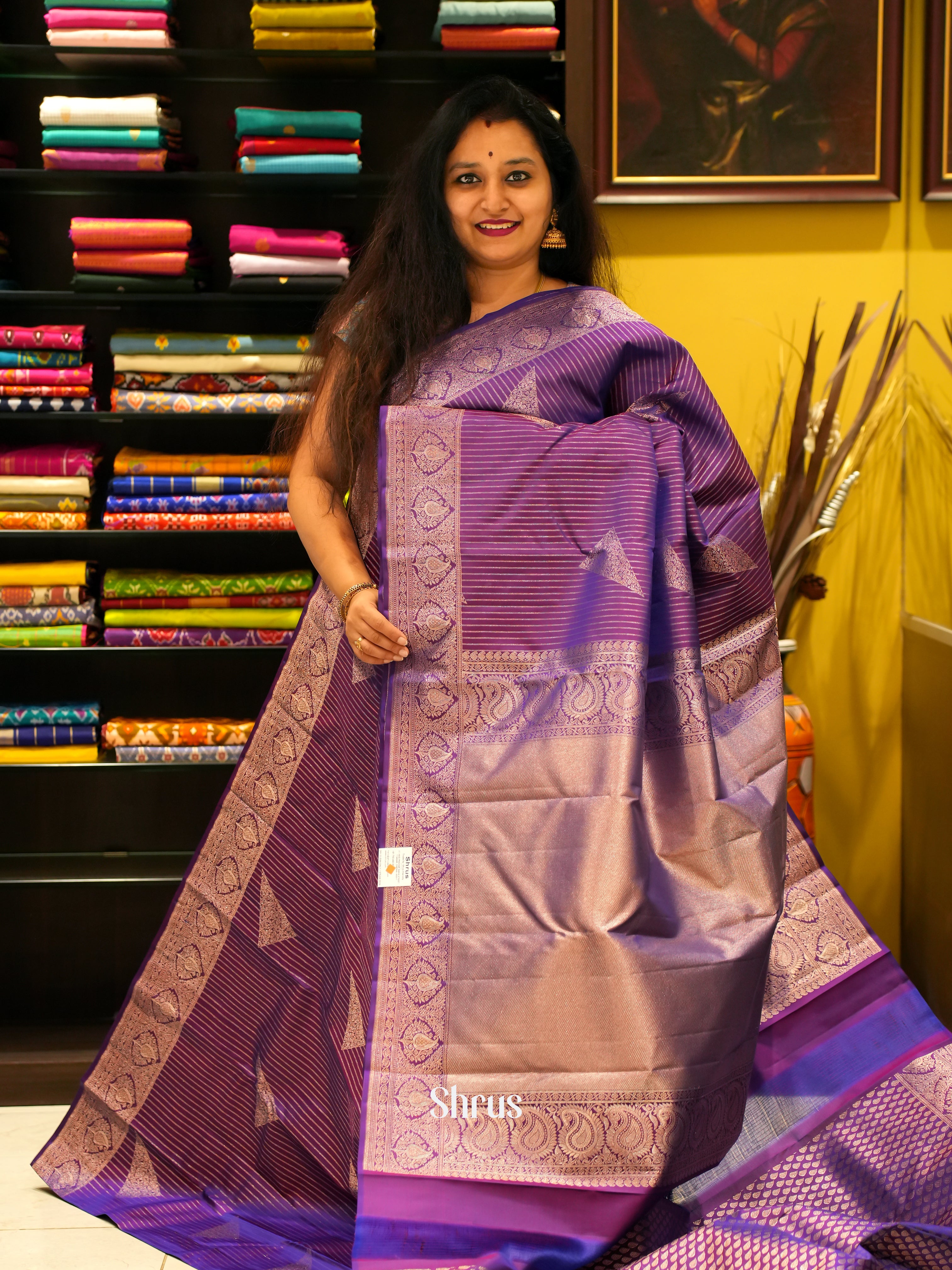 Purple(Single Tone)- Kanchipuram silk Saree