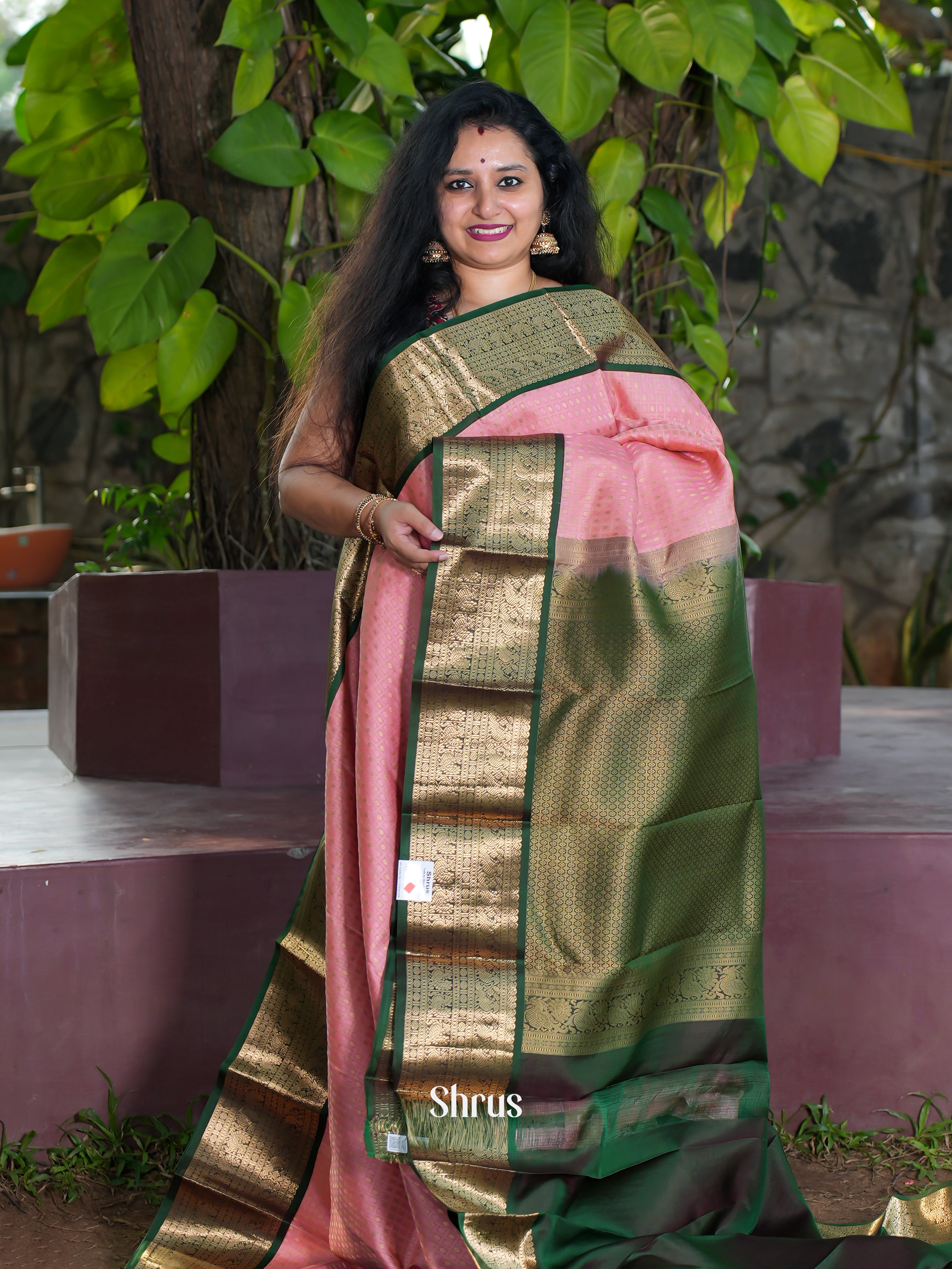 Pink & Green - Kanchipuram silk Saree