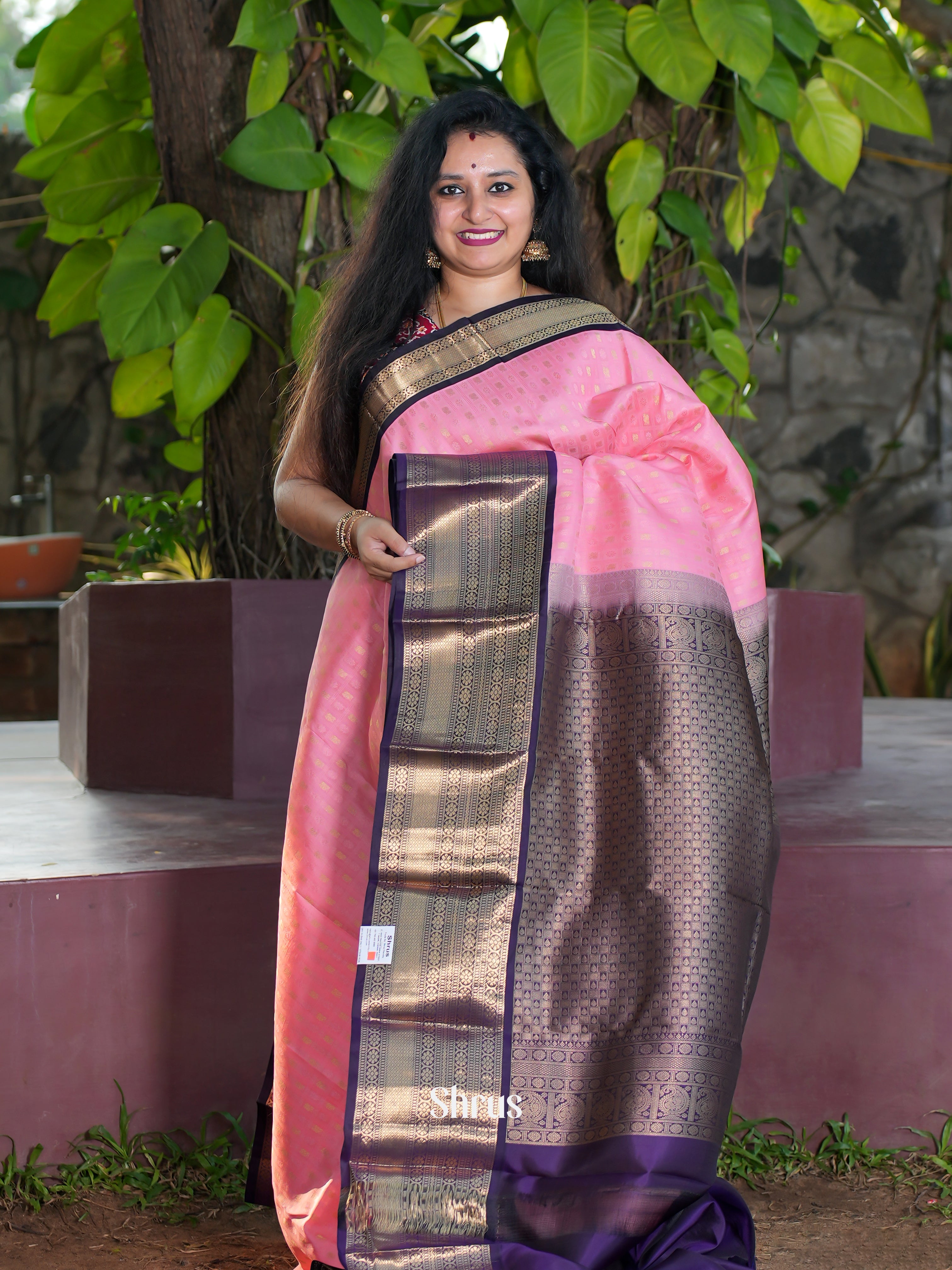 Pink & Violet - Kanchipuram silk Saree