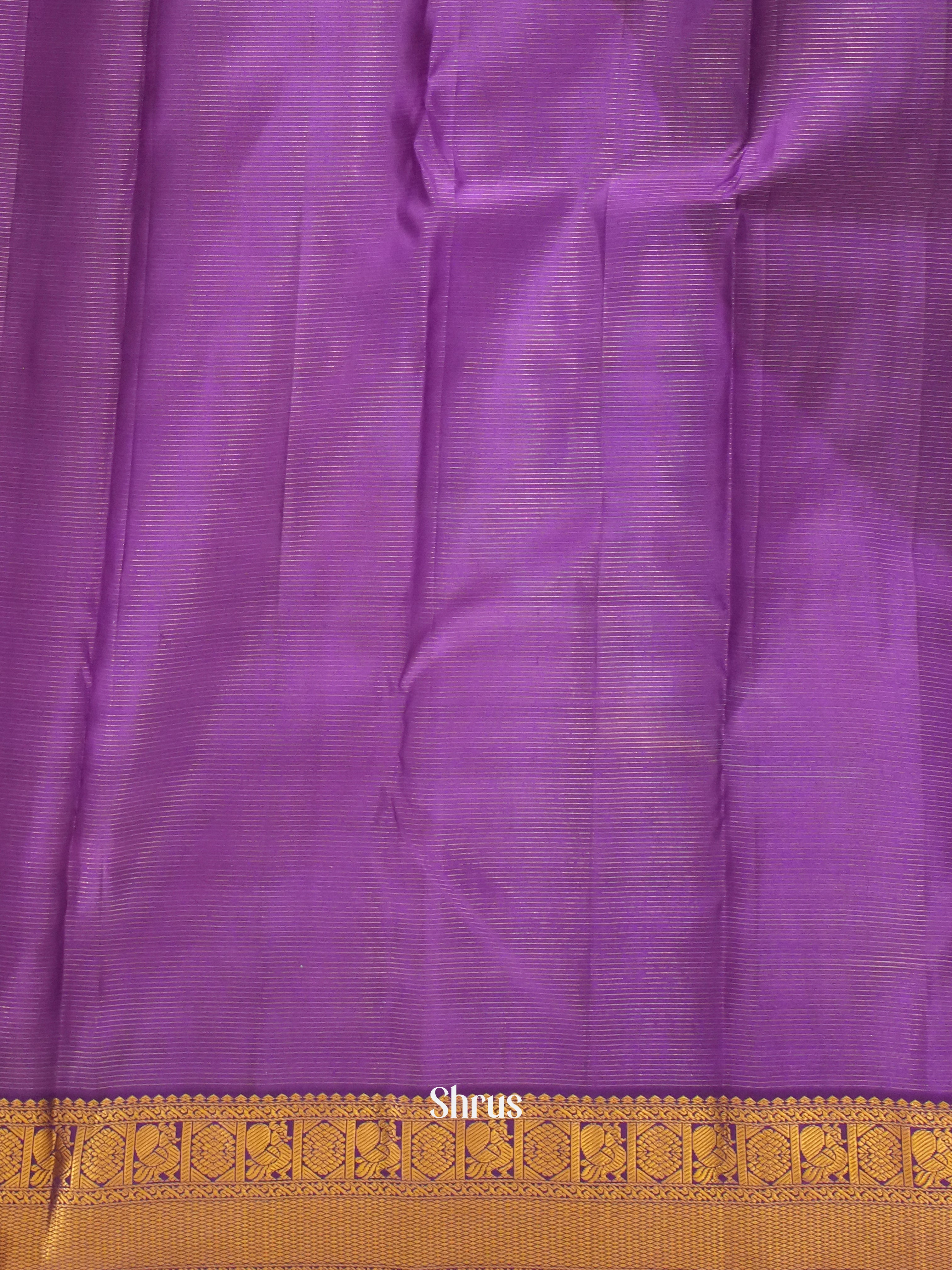 Ice Green & Purple - Kanchipuram Silk Saree - Shop on ShrusEternity.com