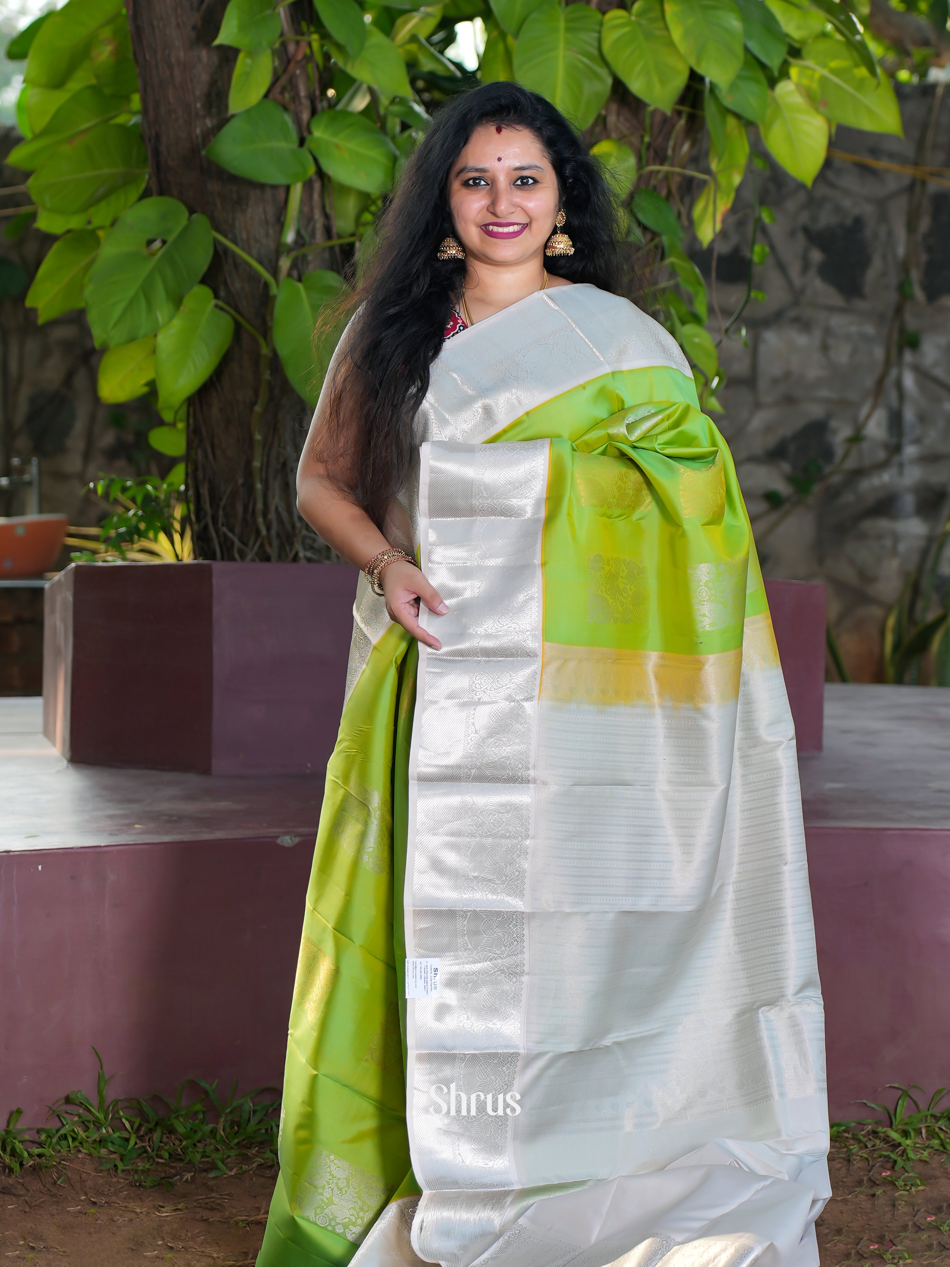 Green & Silver - Korvai Kanchipuram silk Saree