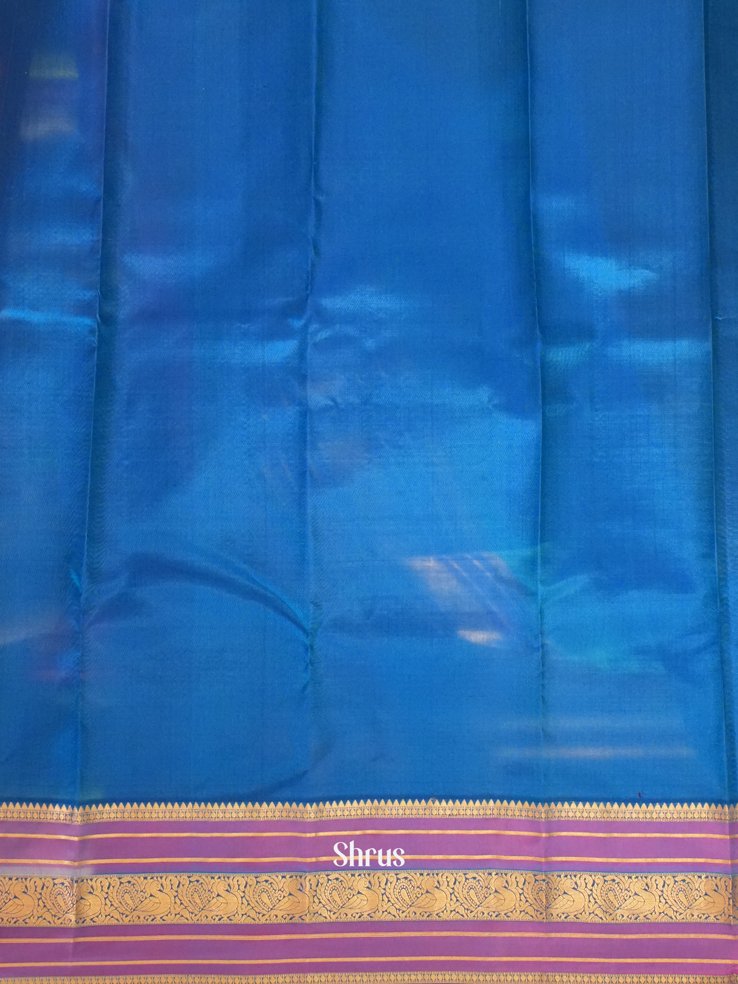 Teal & Blue - Kanchipuram Silk Saree - Shop on ShrusEternity.com