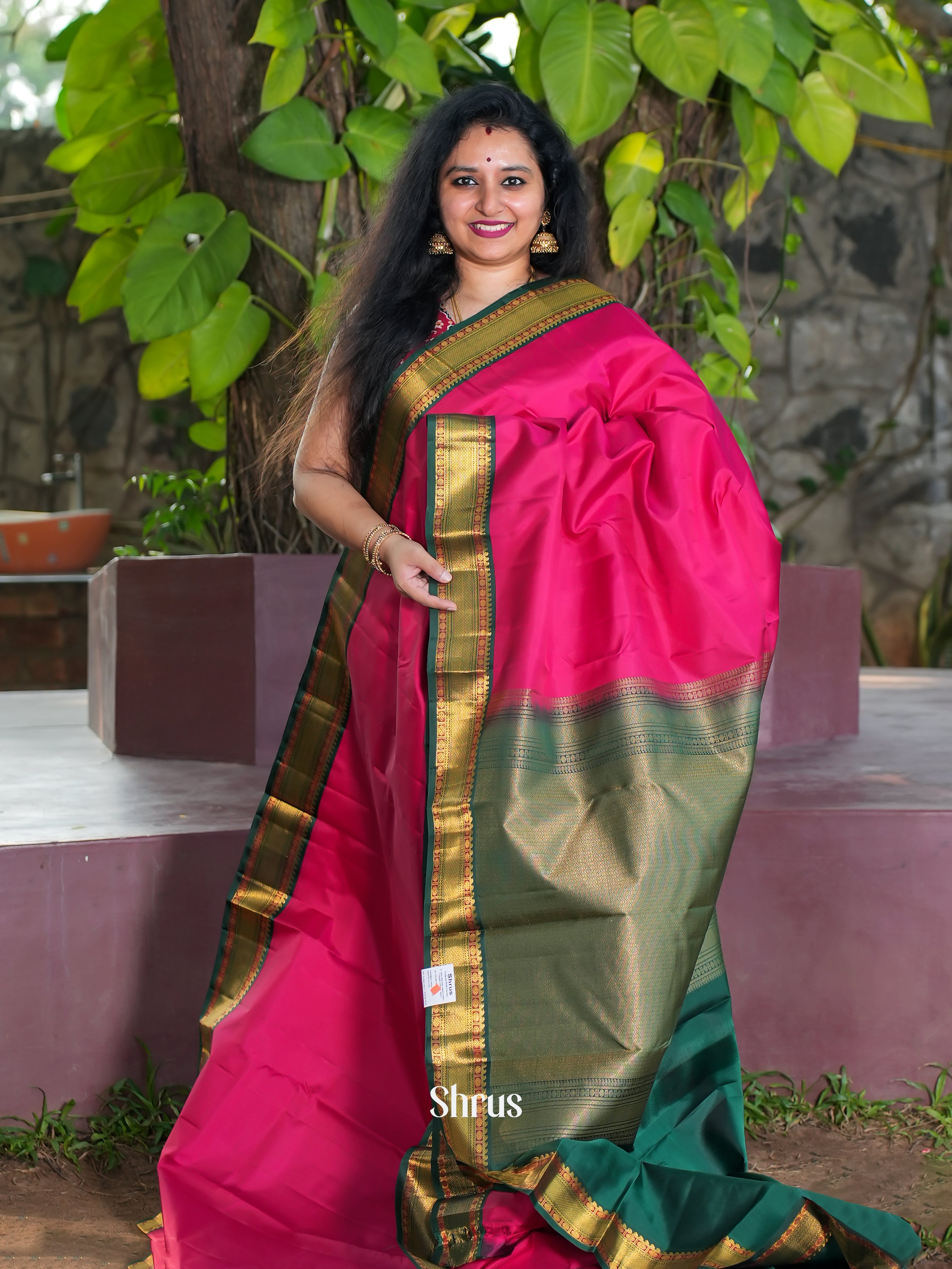 Pink & Green - Kanchipuram silk Saree