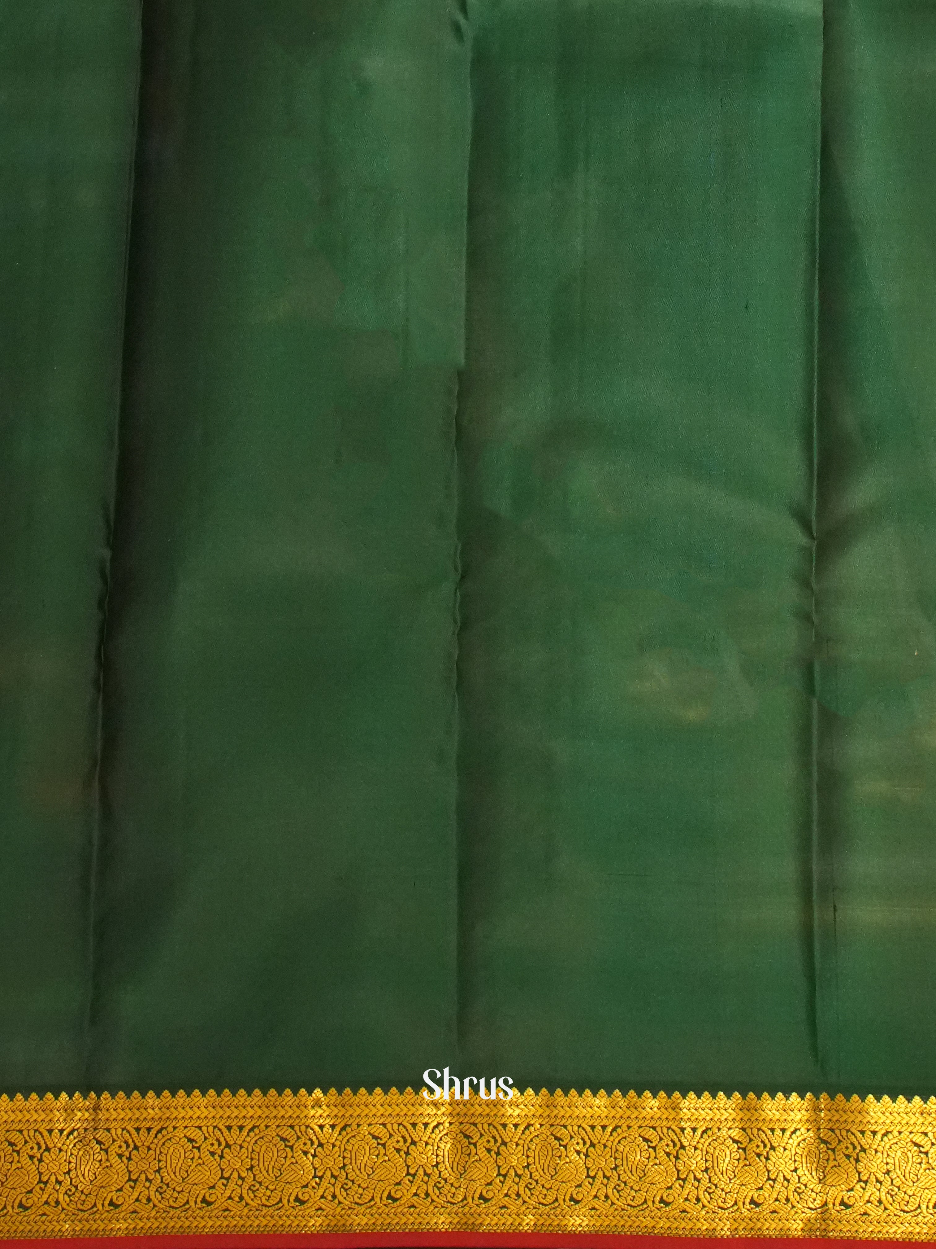 Cream & Green - Kanchipuram Silk Saree - Shop on ShrusEternity.com