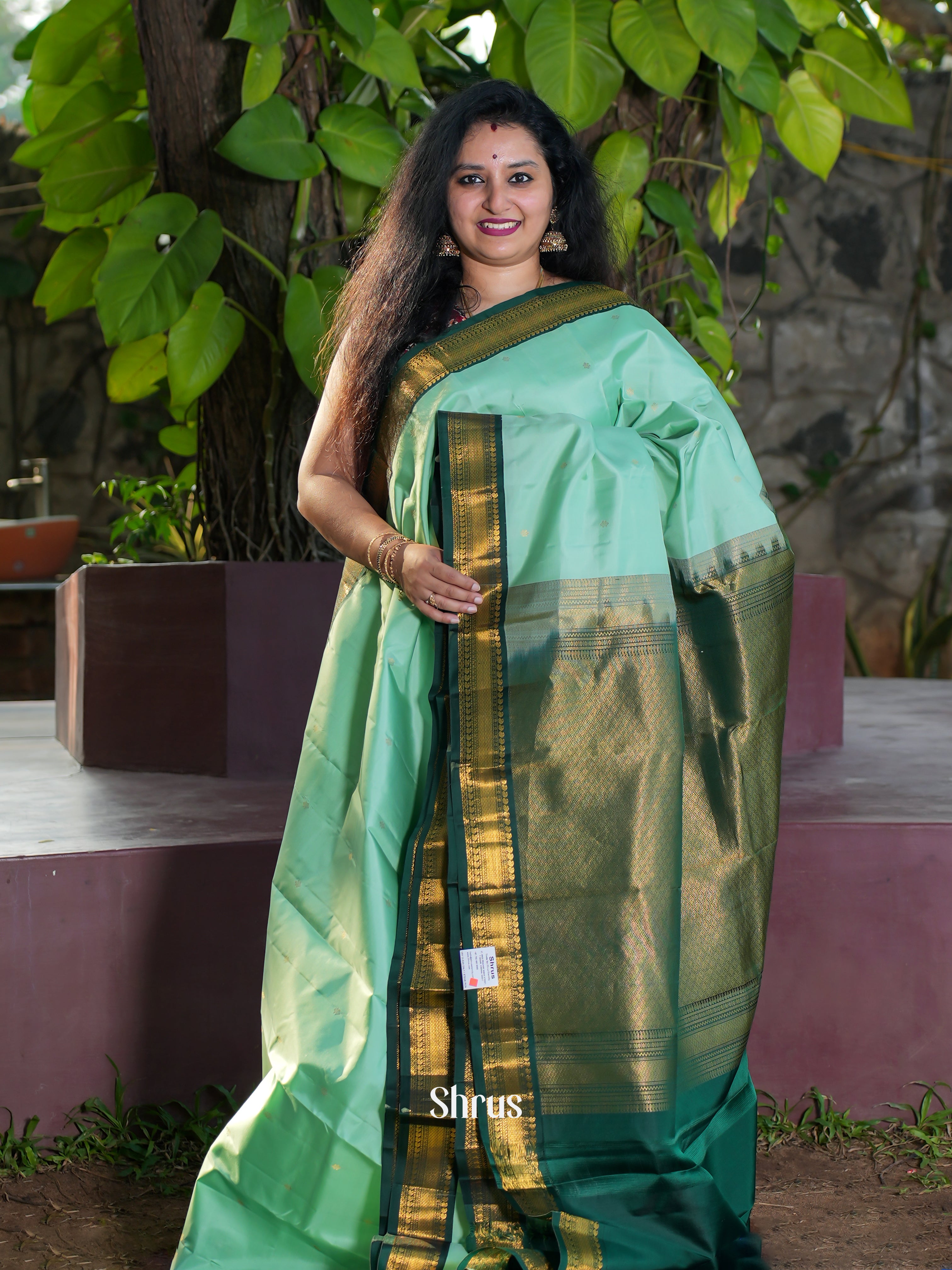 Teal Green & Green - Korvai Kanchipuram silk Saree