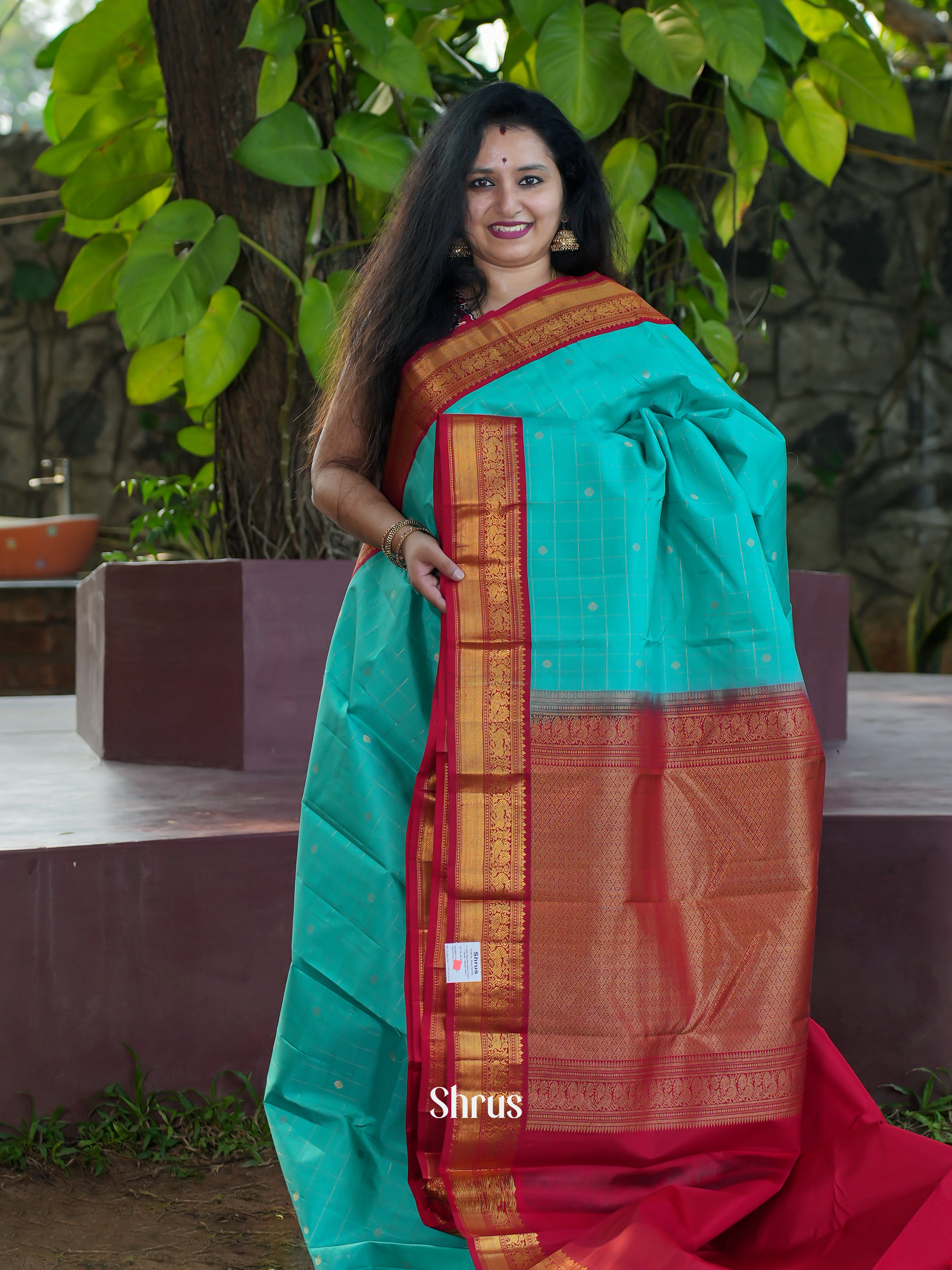 Blue & Maroon - Kanchipuram silk Saree