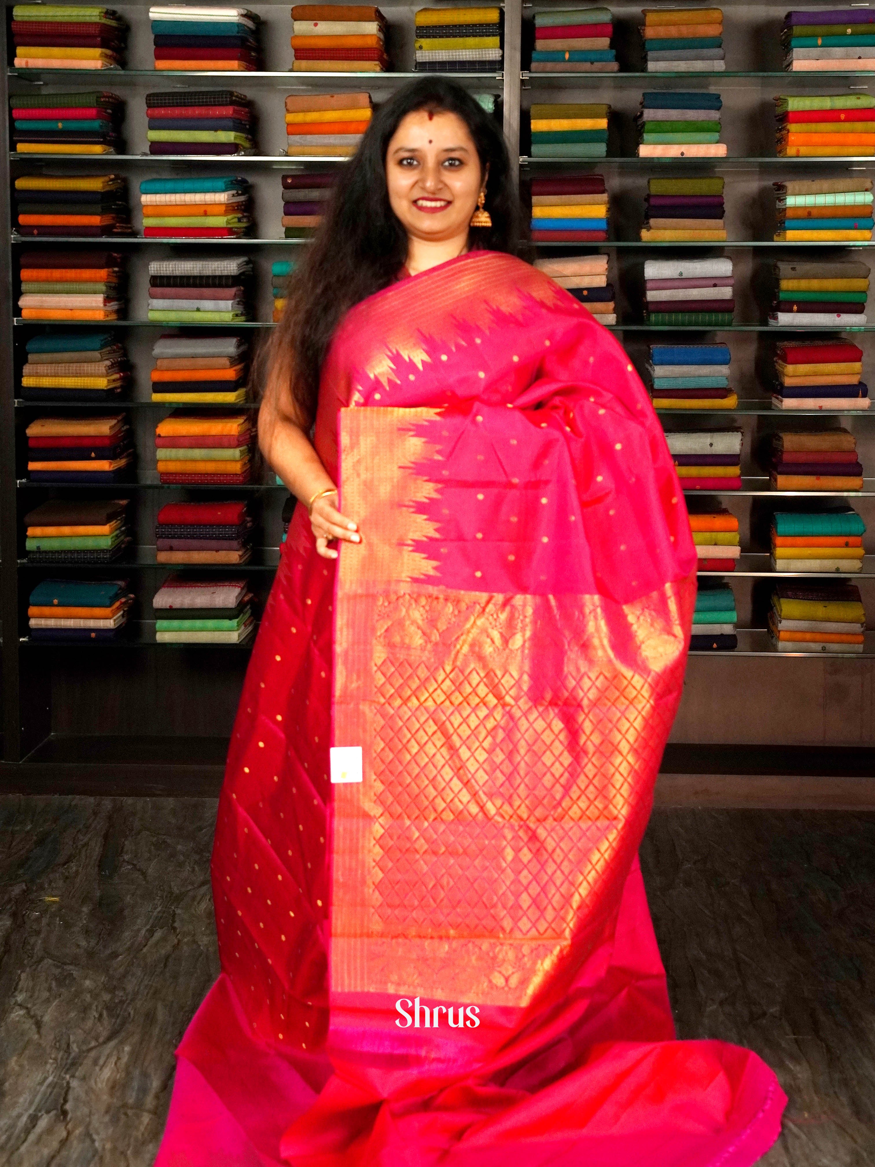 Pink (single tone) - Kanchipuram silk saree