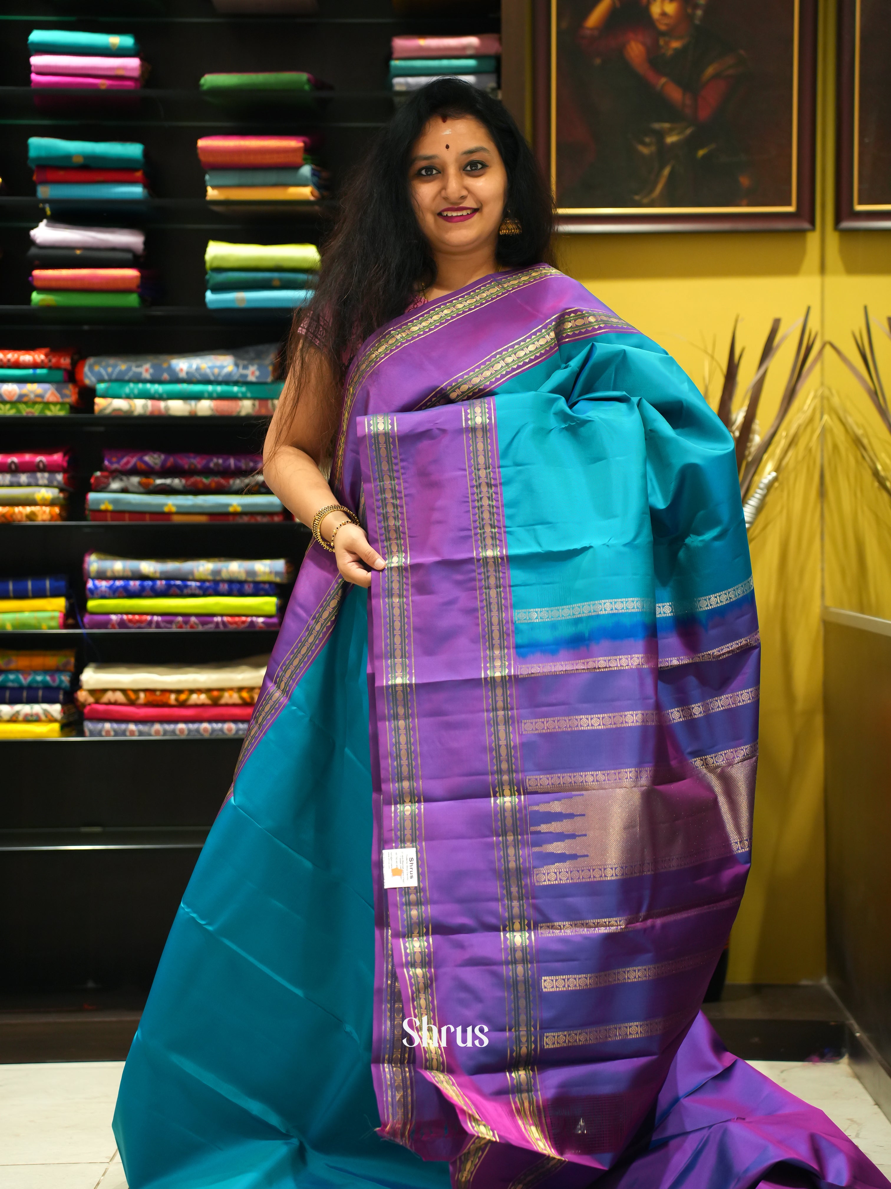 Blue & Purple - Kanchipuram silk Saree