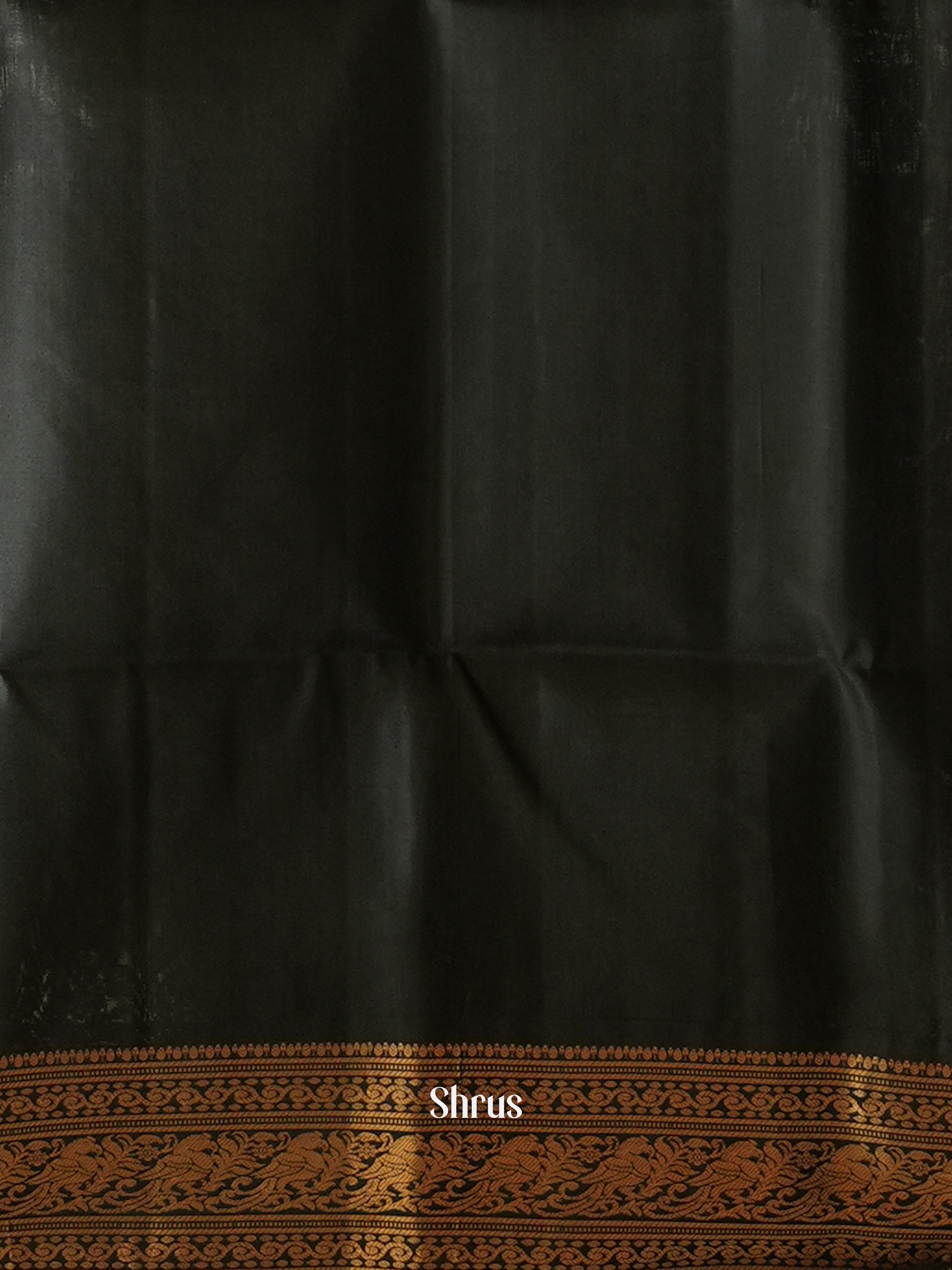 Grey & Black - Soft Silk Saree