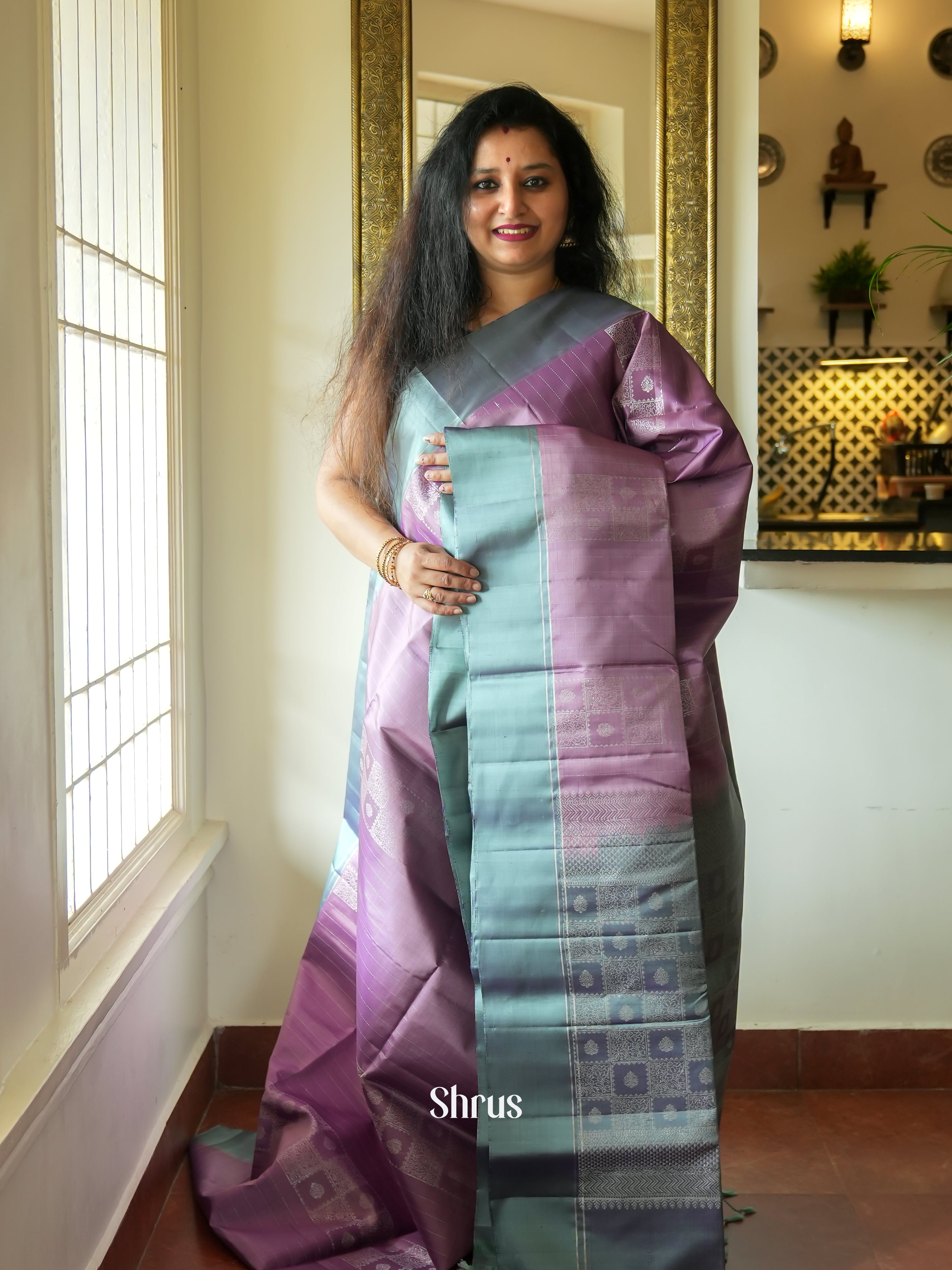 Lavender & Grey - Soft Silk Saree