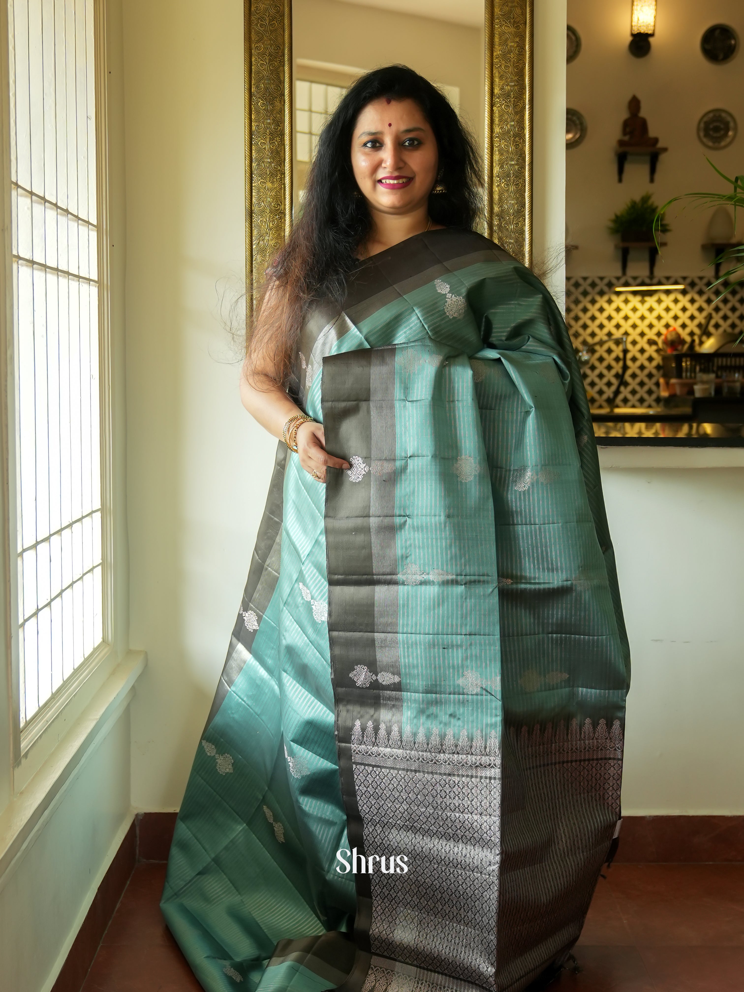 Green & Grey - Soft Silk Saree