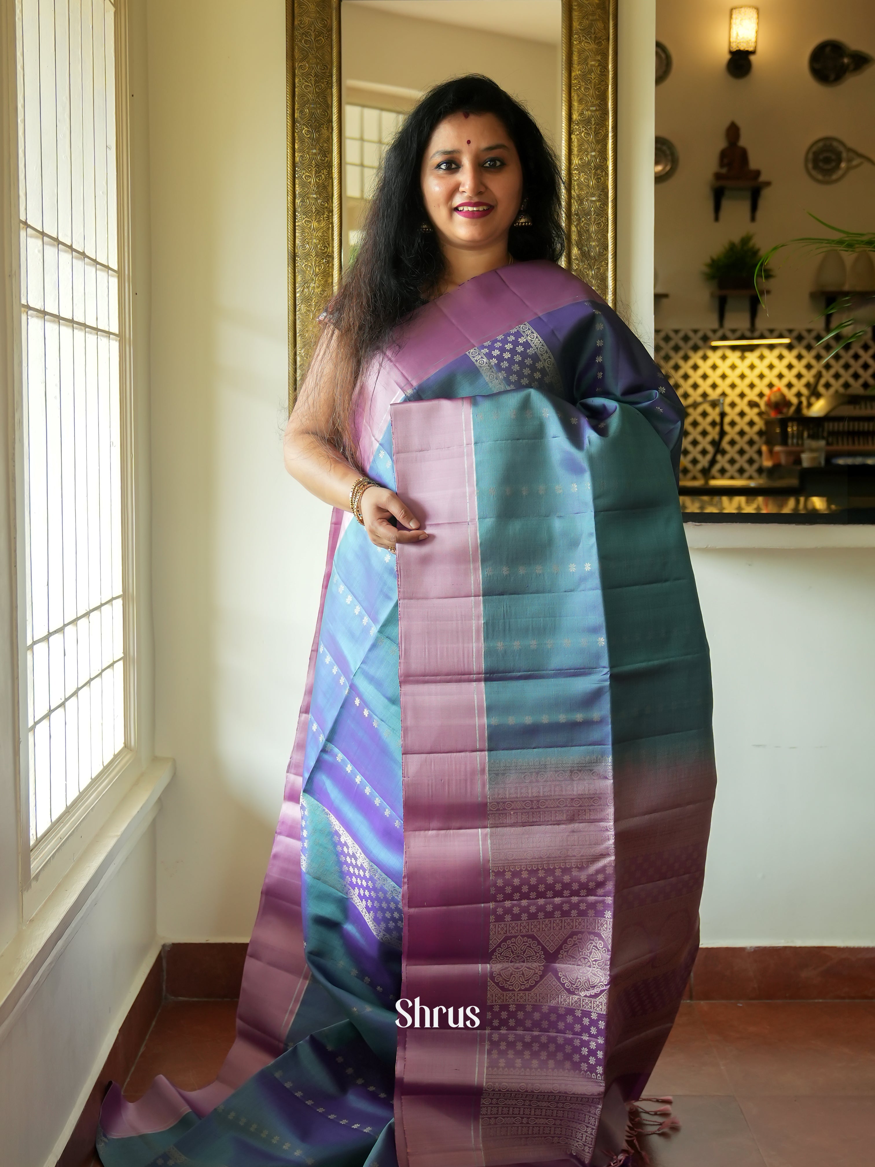 Blue & Lavender- Soft Silk Saree