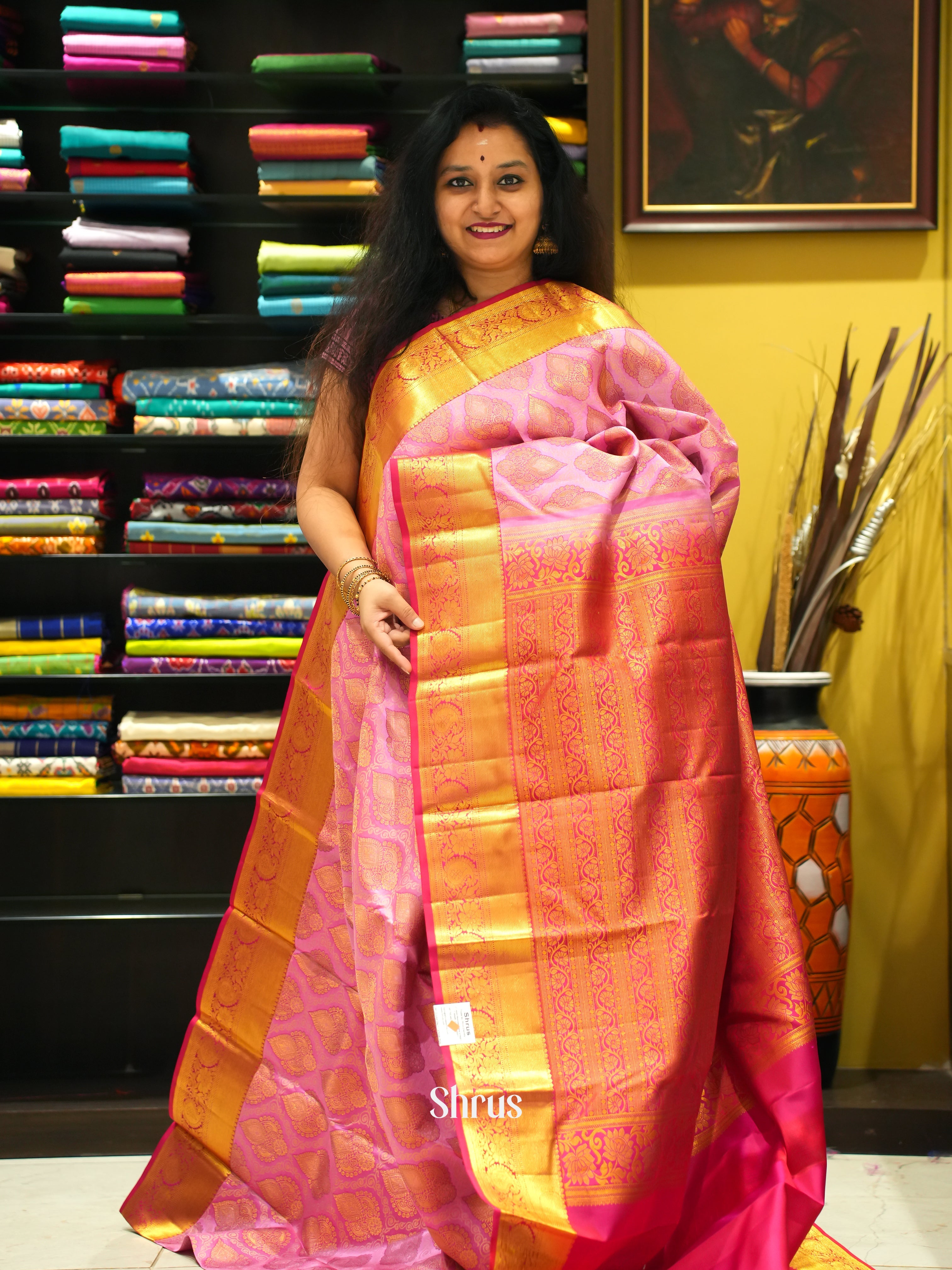 Baby Pink & Pink - Korvai Kanchipuram silk Saree