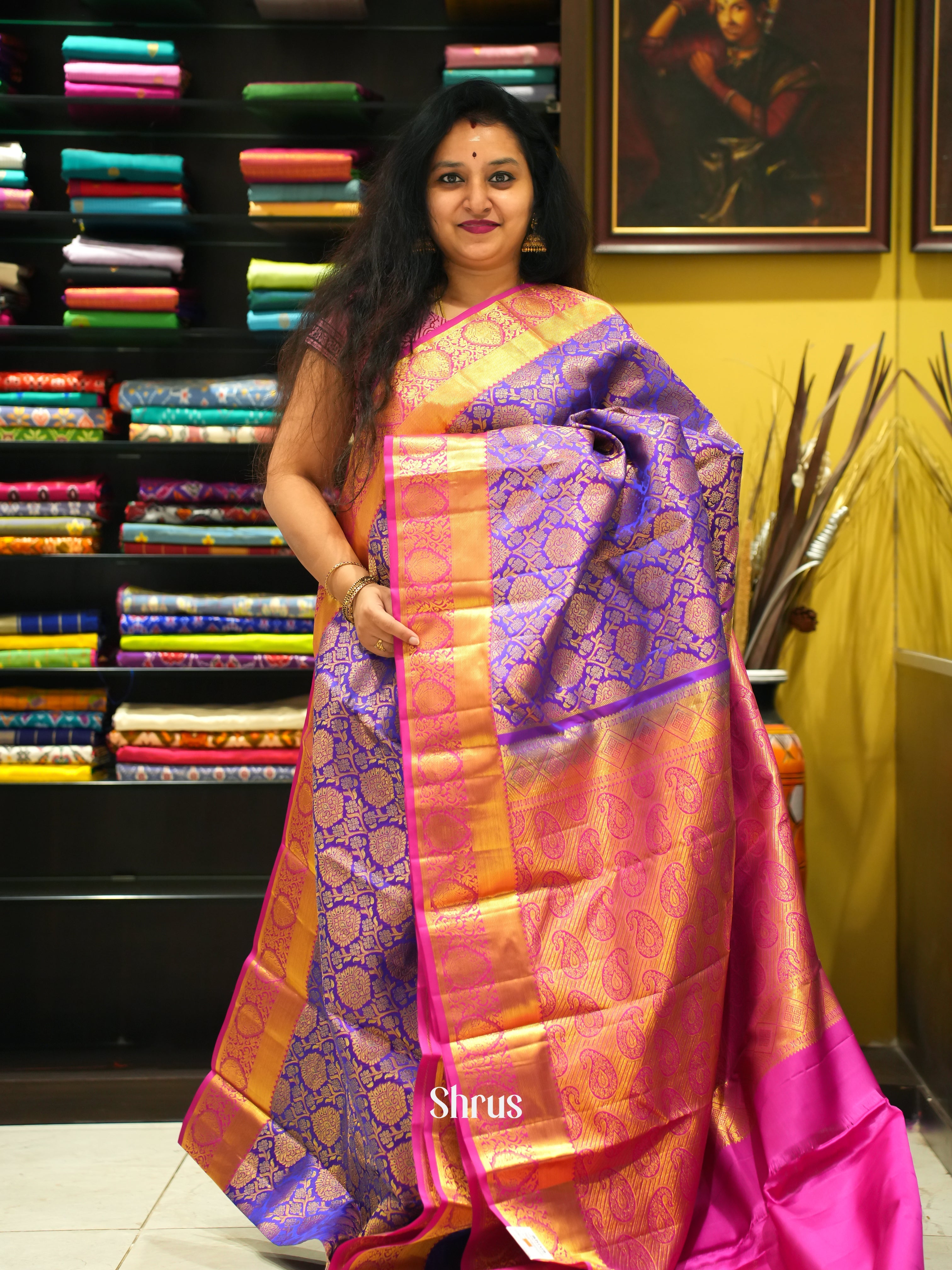 Purple & Pink - Korvai Kanchipuram silk Saree