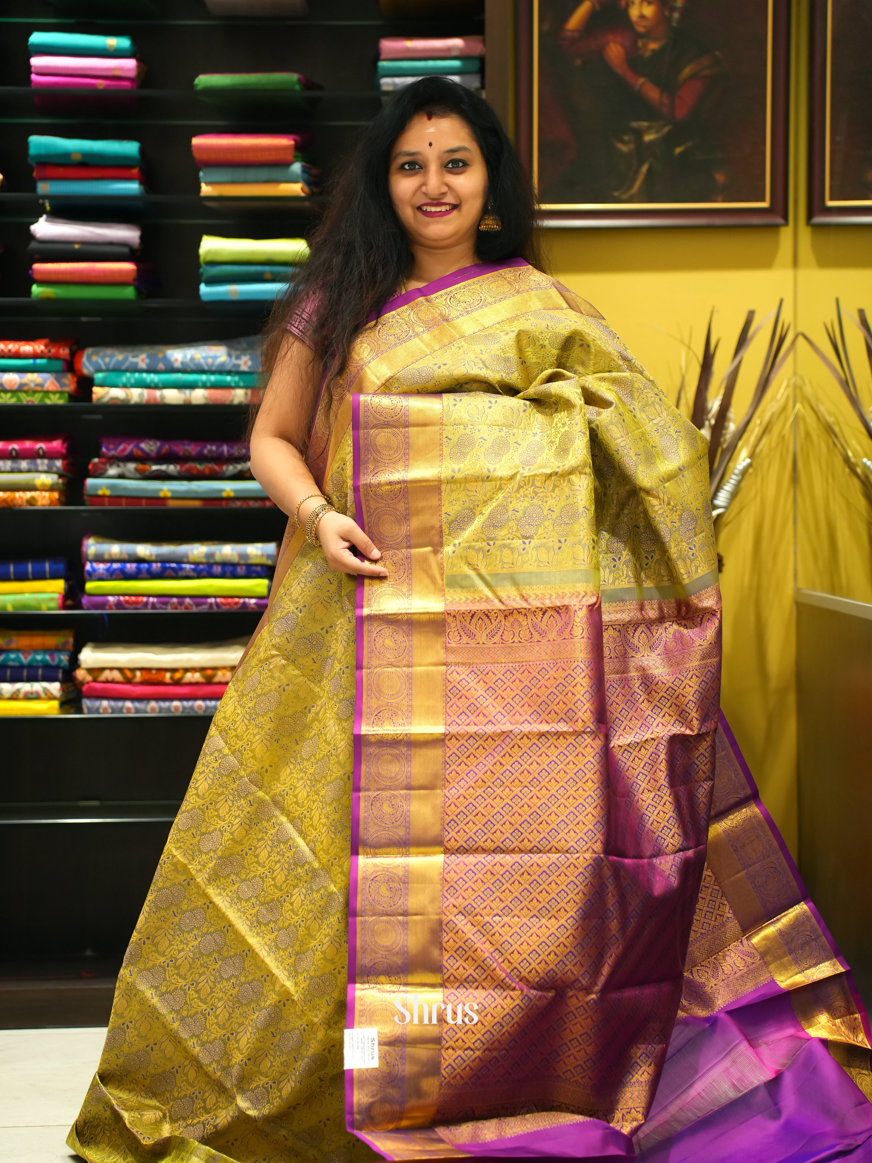 Green & Majenta - Kanchipuram silk Saree