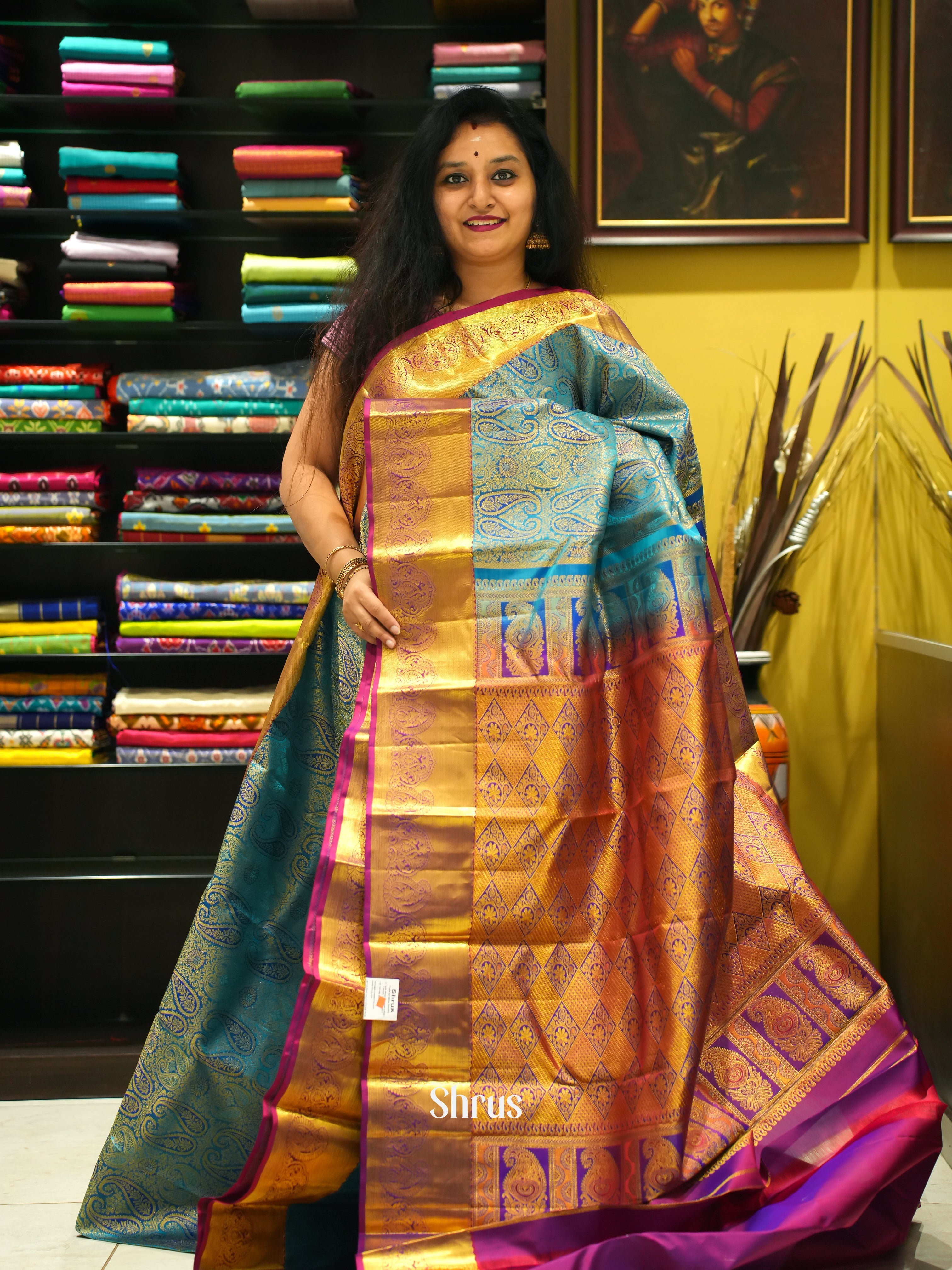 Blue & Majenta - Kanchipuram silk Saree