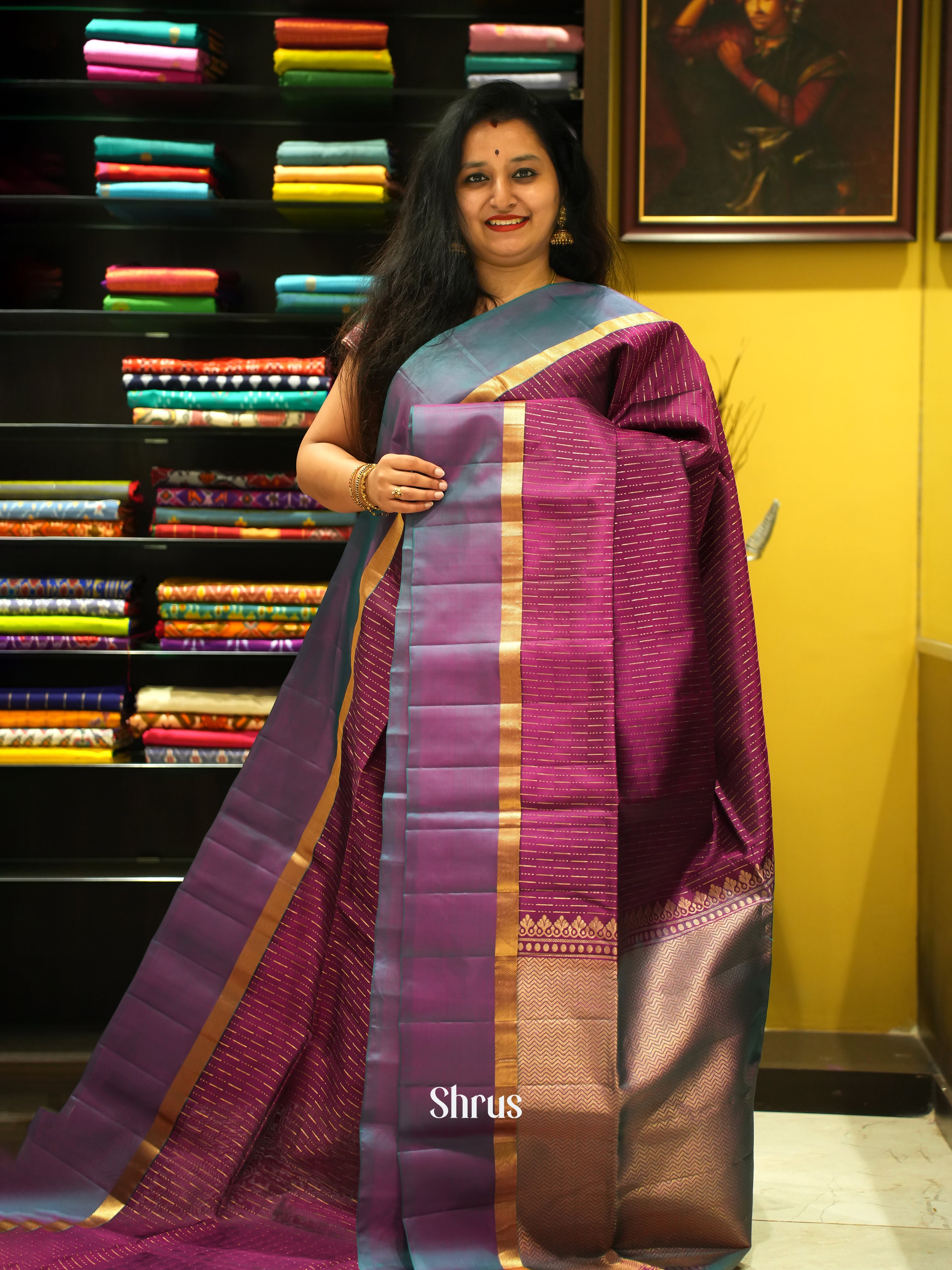 Maroon & Purple - Soft Silk Saree