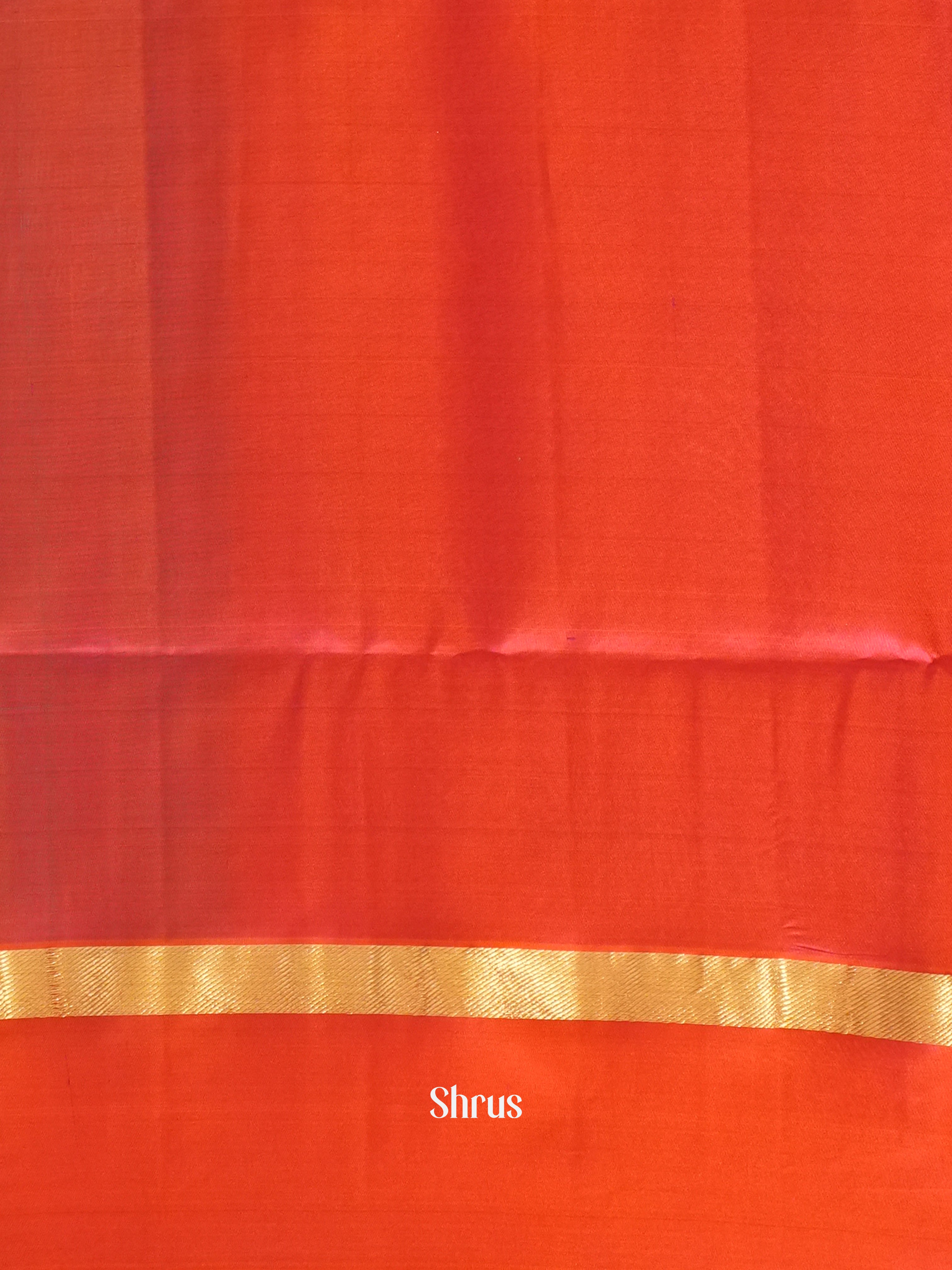 Blue & Red  - Soft Silk Saree