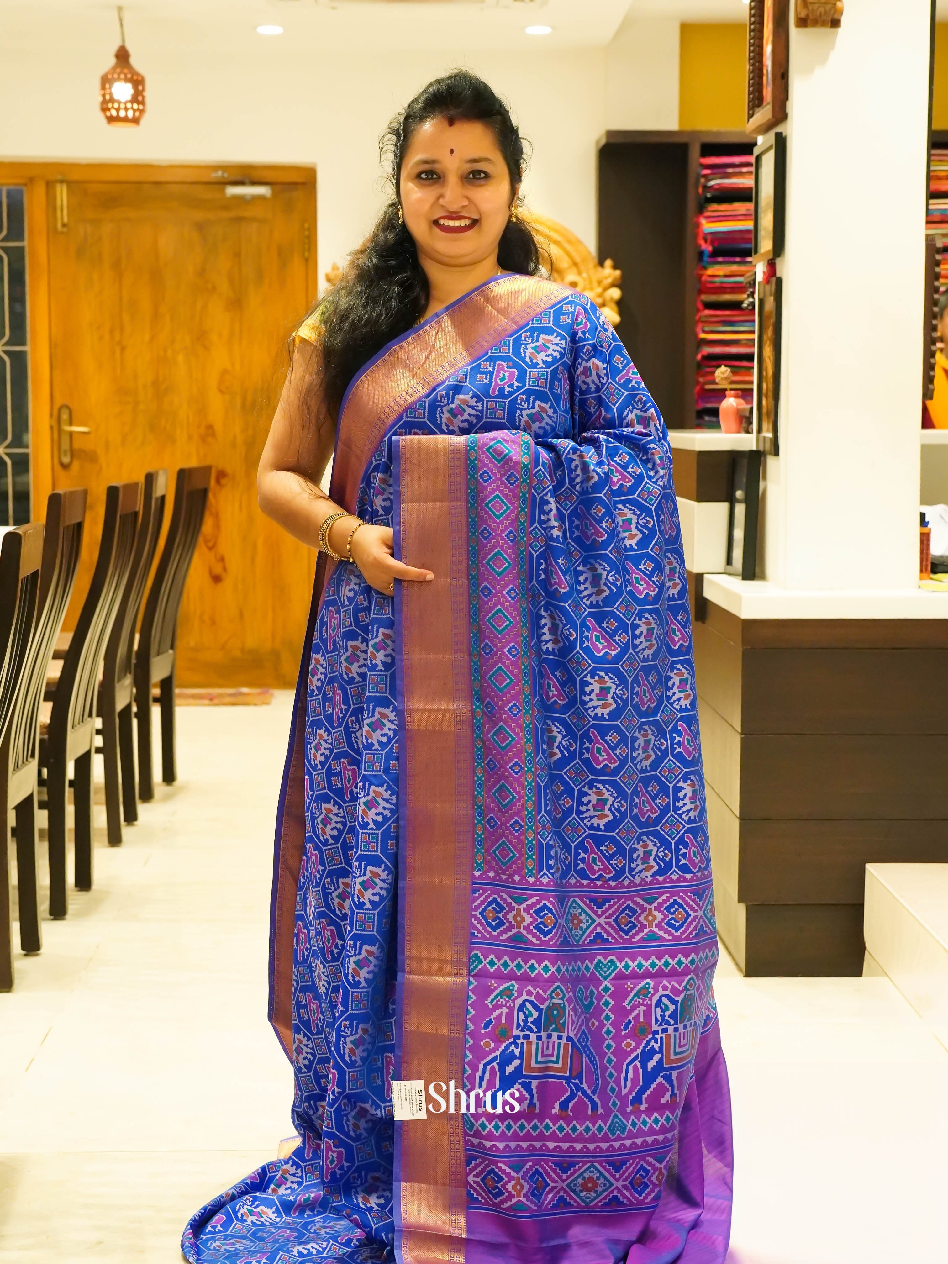 Blue & Purple- Semi Patola Saree