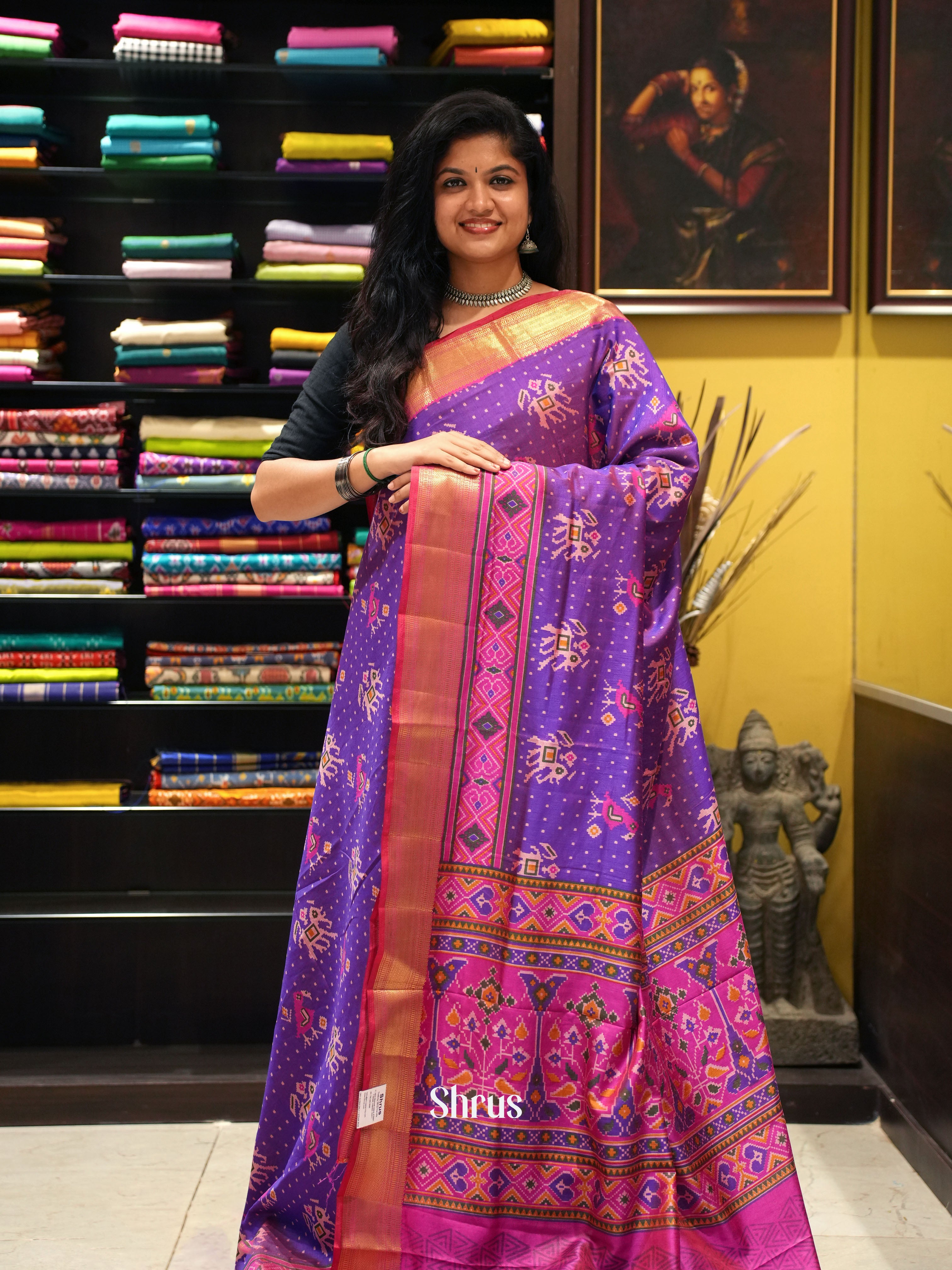 Purple & Pink - Semi Patola Saree