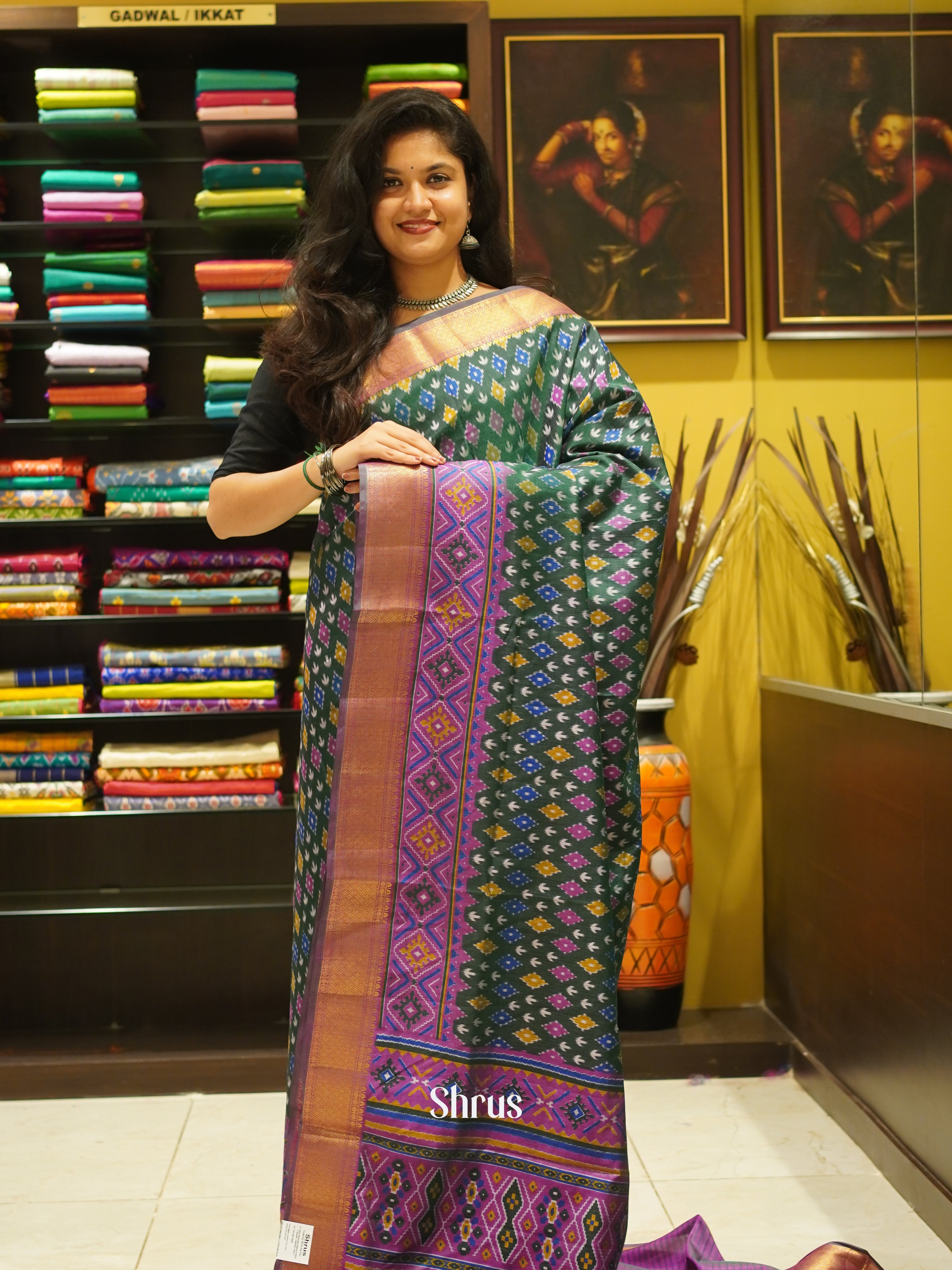 Green & Purple - Semi patola Saree