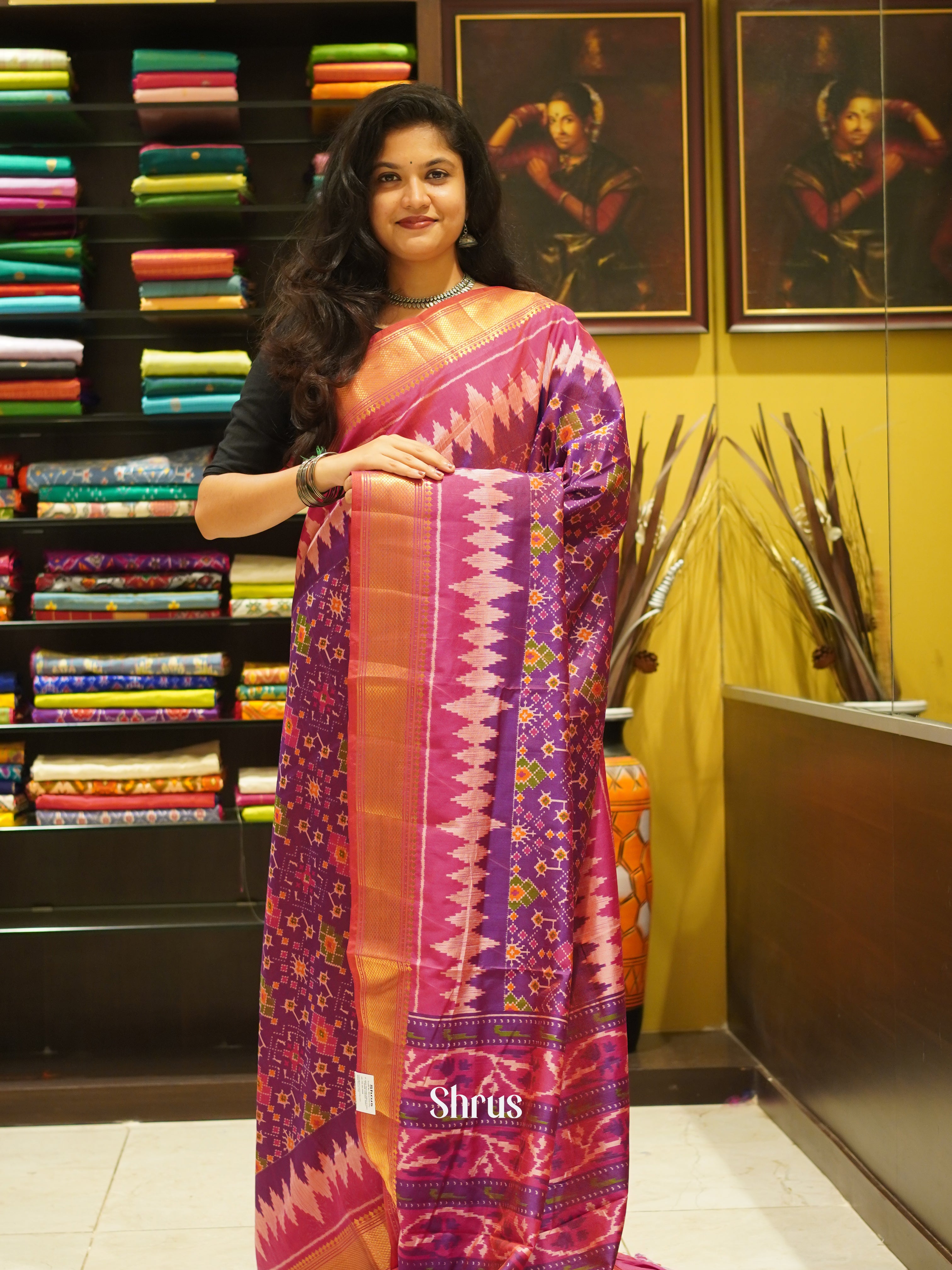 Purple & Pink - Semi Patola Saree