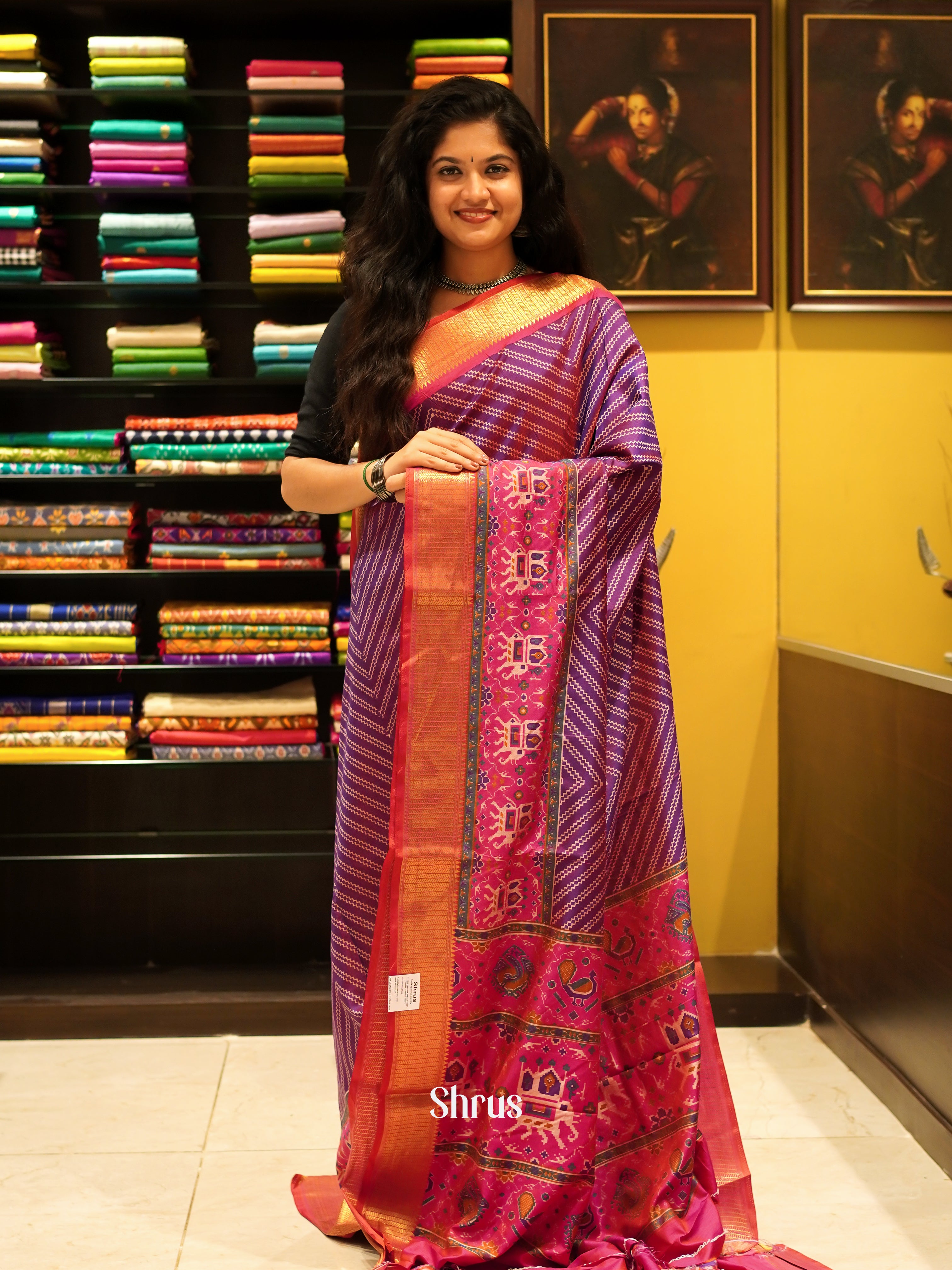 Purple & Pink - Semi Patola Saree