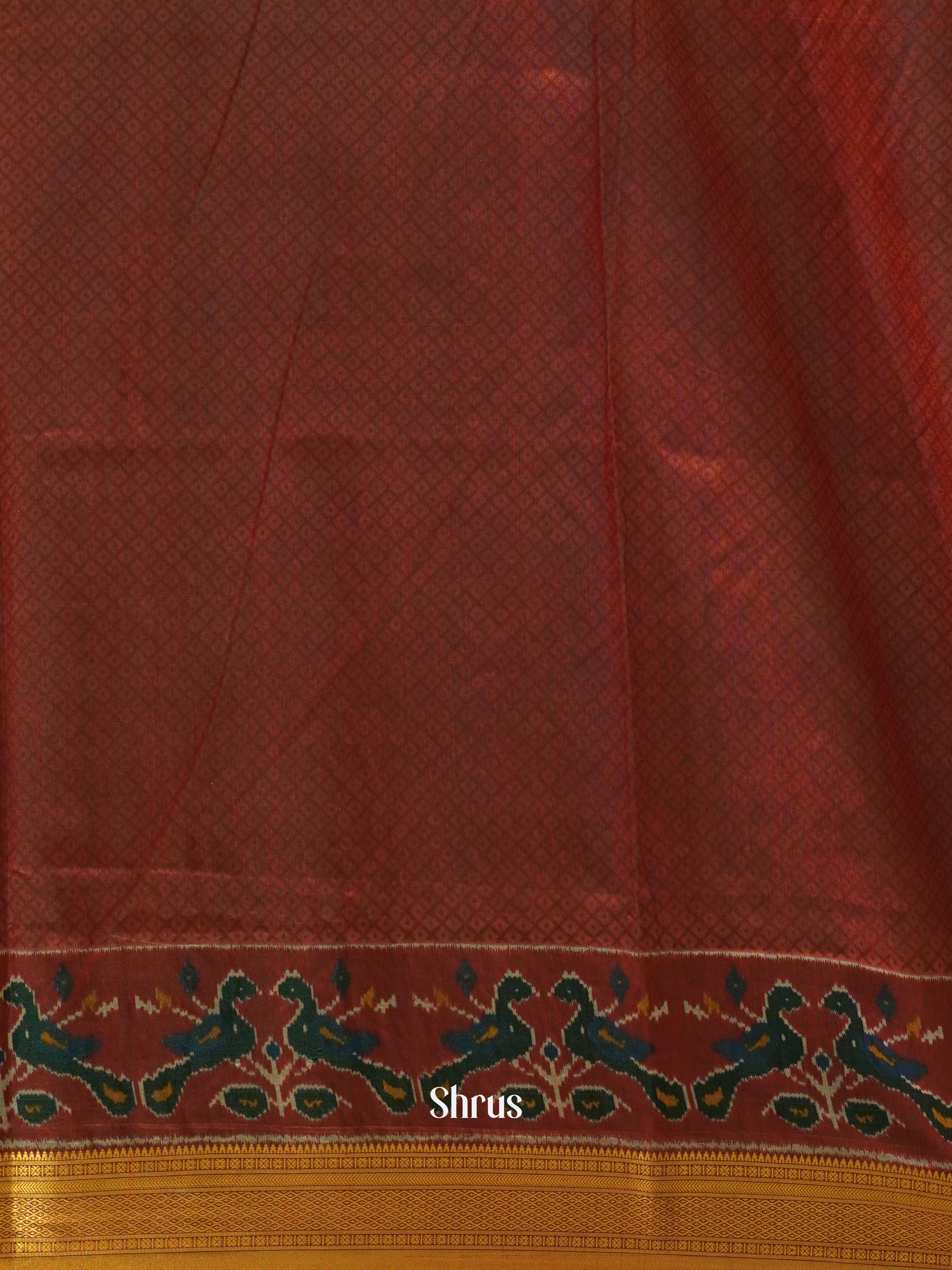 Green & Maroon - Semi Patola Saree