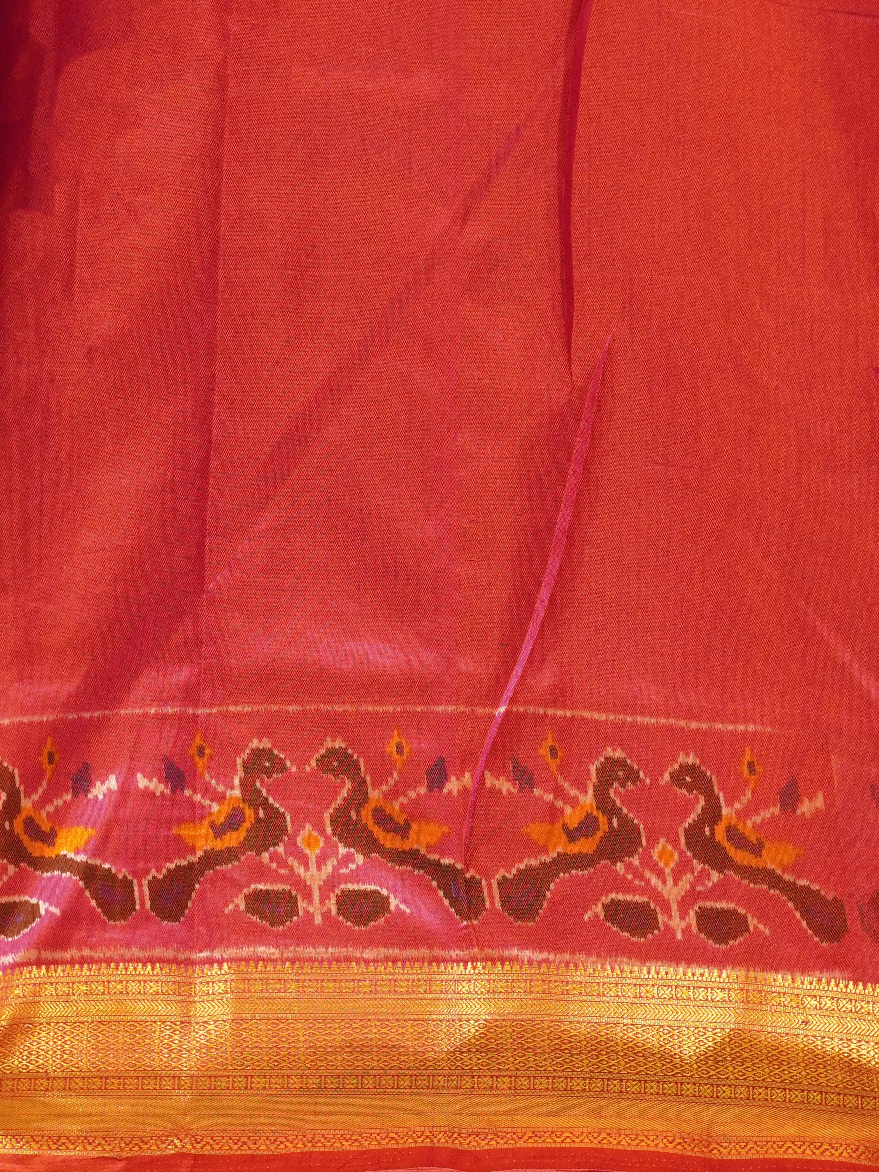 Brown & Pink - Semi Patola Saree