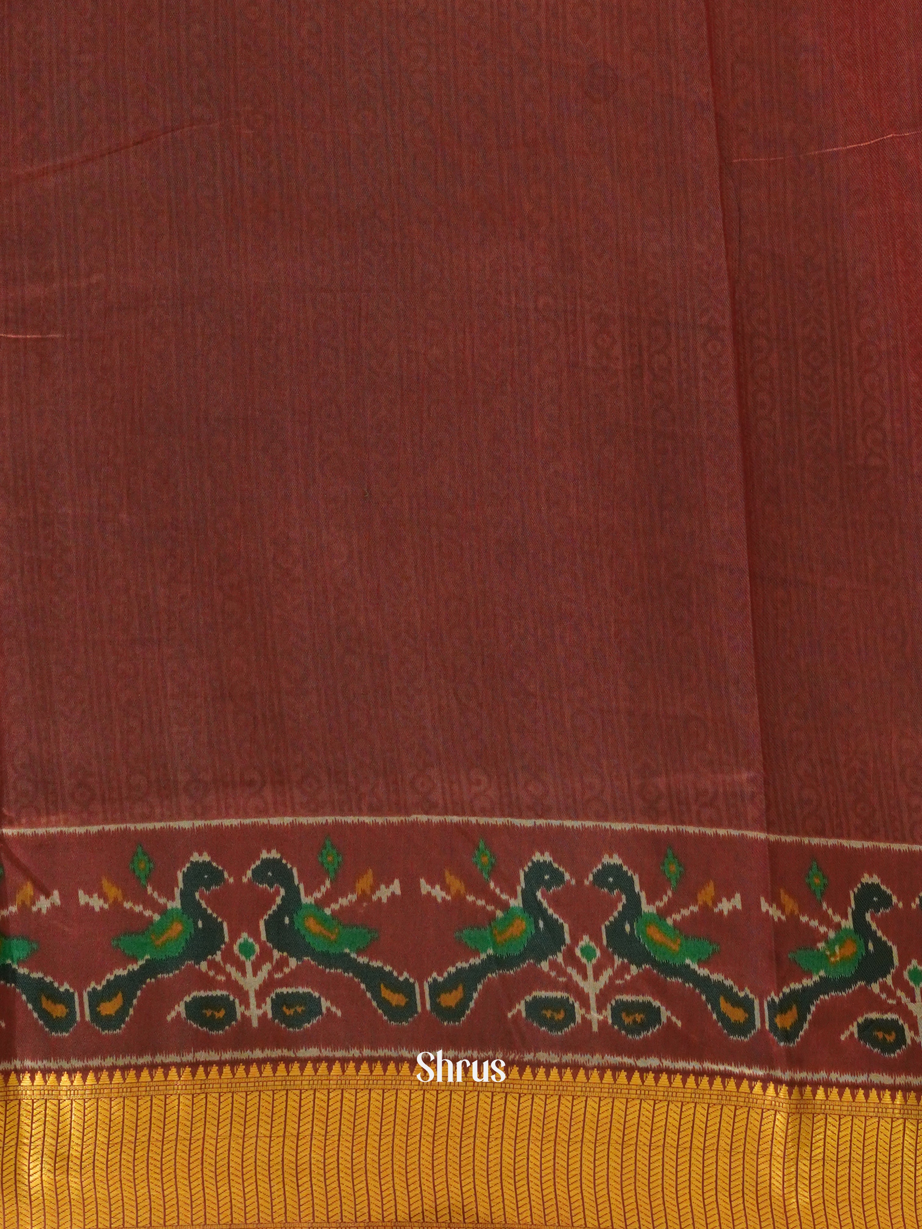 Green & Maroon - Semi Patola Saree